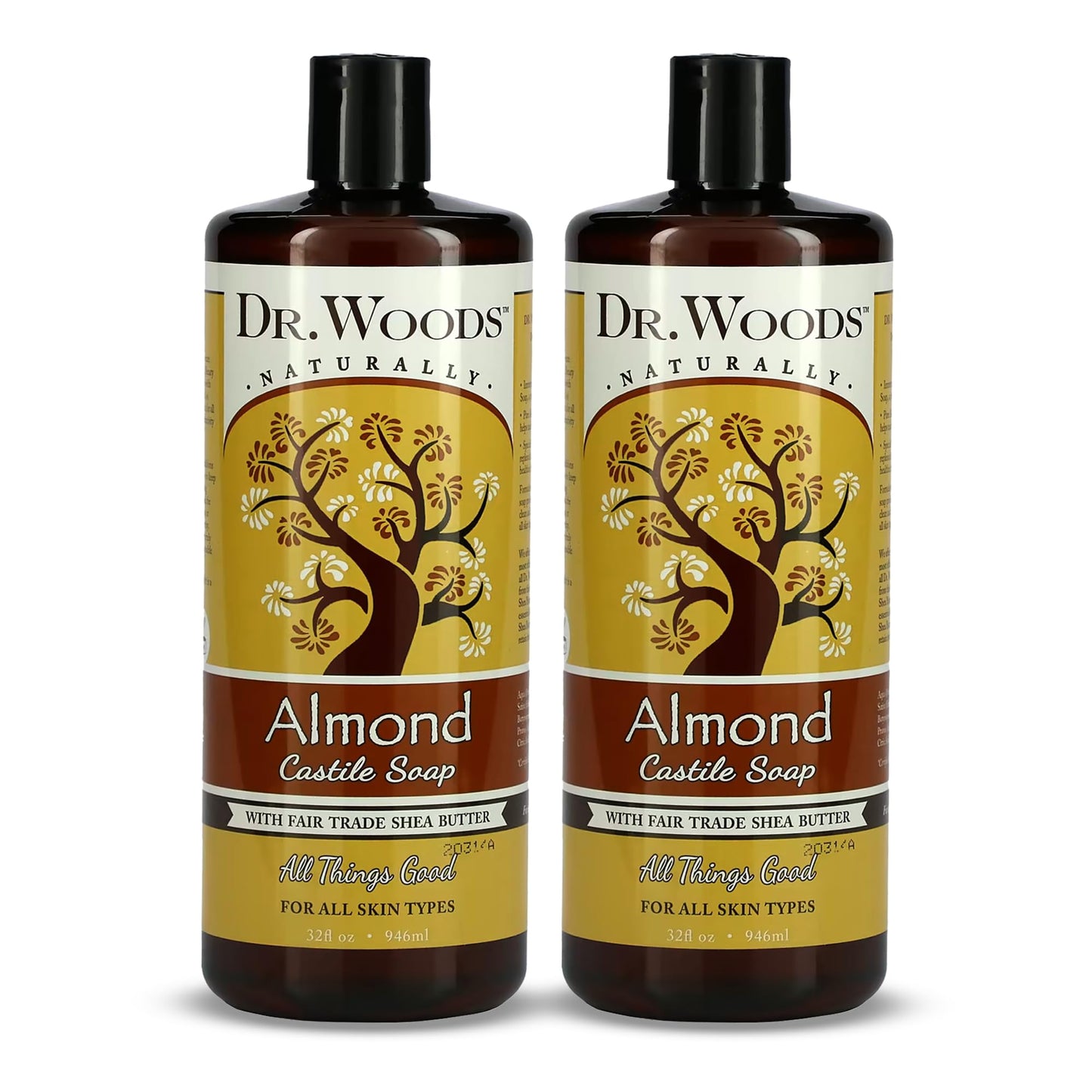 Dr. Woods Almond Liquid Castile Soap - Castile Soap with Pure Almond Oil, Body Wash for Men and Women, Organic Shea Butter, Natural Cleaner for Face