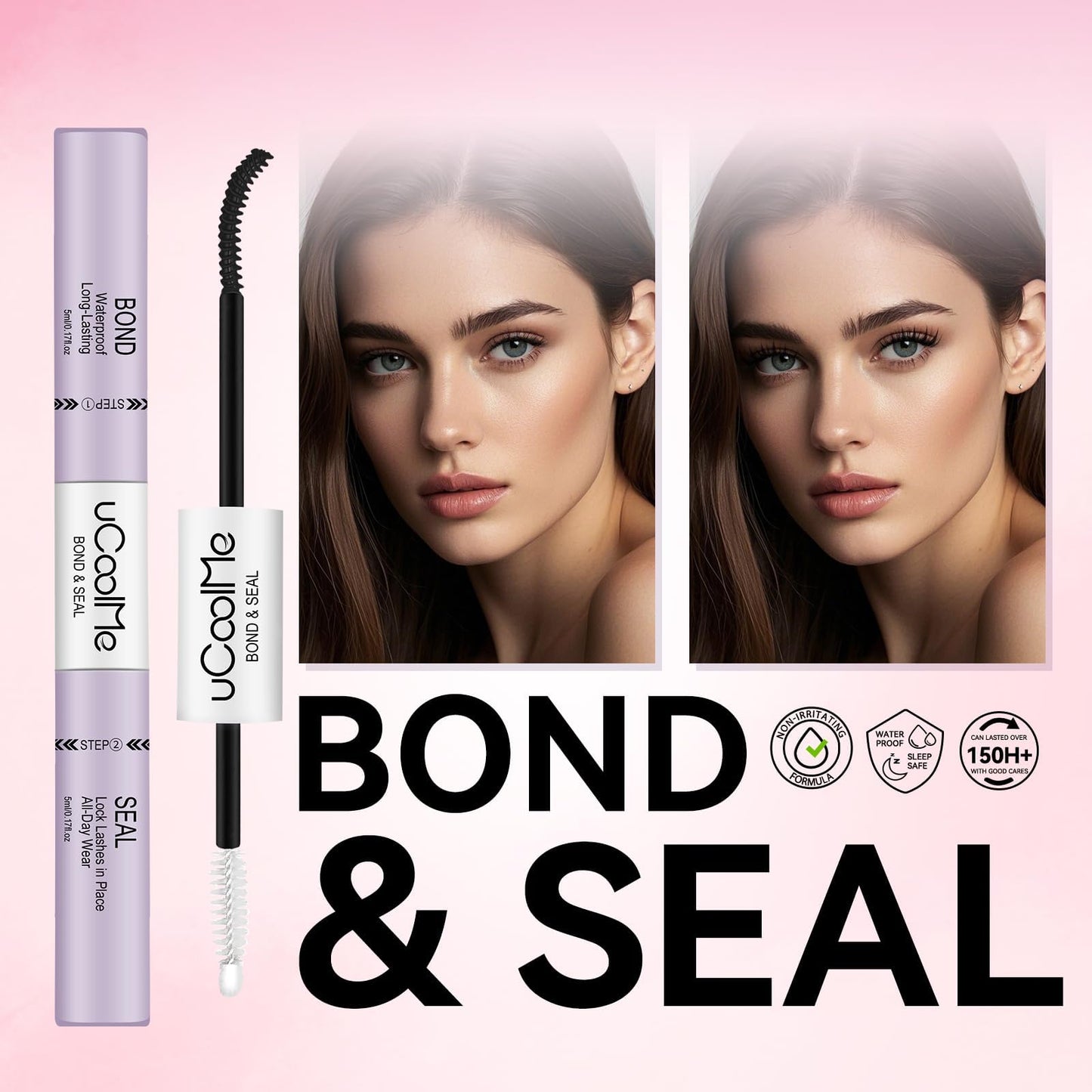 uCoolMe Lash Bond and Seal Waterproof 10ML for Lash Clusters 144Hours SuperStrong Long-Lasting Non-Irritating Eyelash Glue for DIY at Home(Black,10ML) Beauty and Personal Care UCOOLME