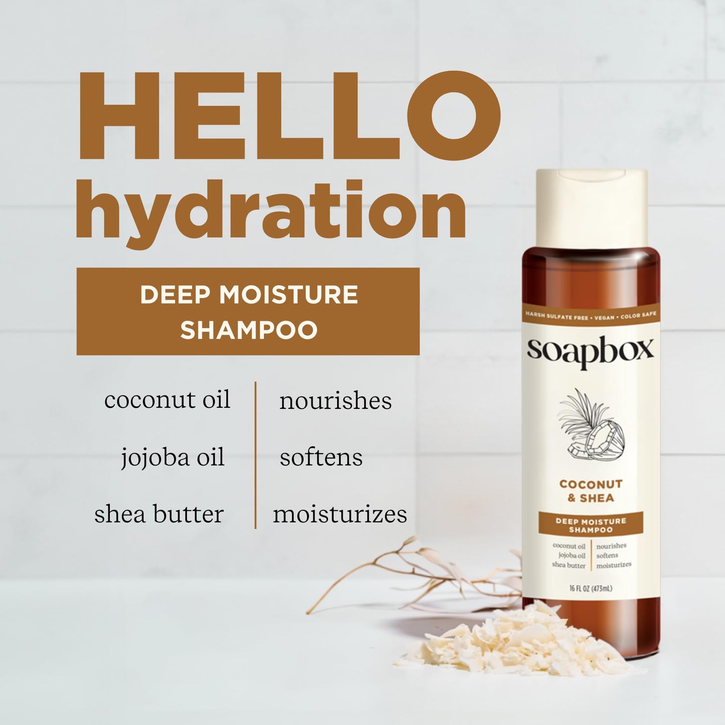 Soapbox Coconut & Shea Shampoo & Conditioner Set, For Dry, Damaged Hair - Nourishes & Moisturizes Hair - Clean Ingredients Free of Harsh Chemicals