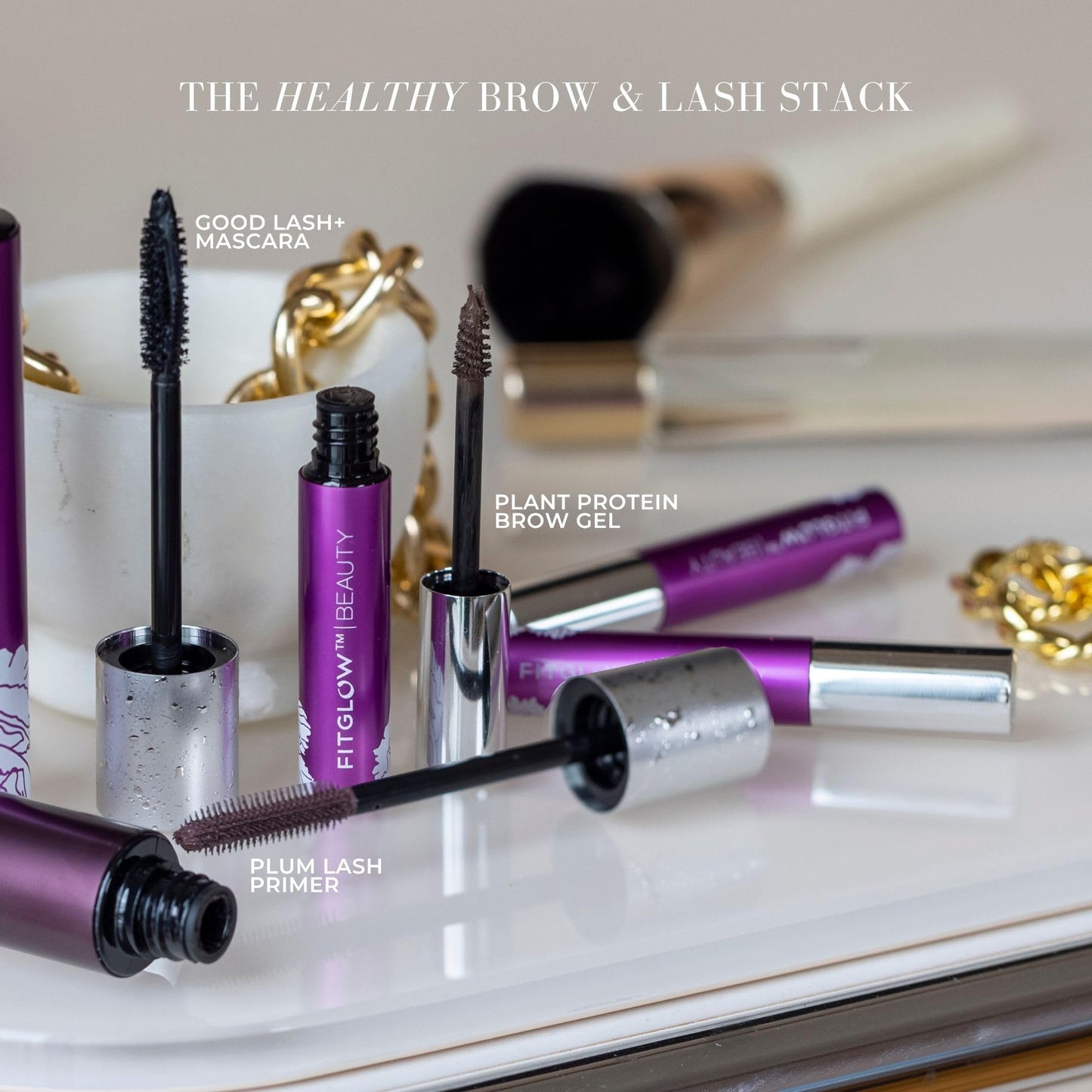 Fitglow Beauty Plum Lash Primer | Vegan Volumizing & Conditioning Eyelash Primer | Unique Purple Hue Blends Seamlessly | Natural Fuller Thicker