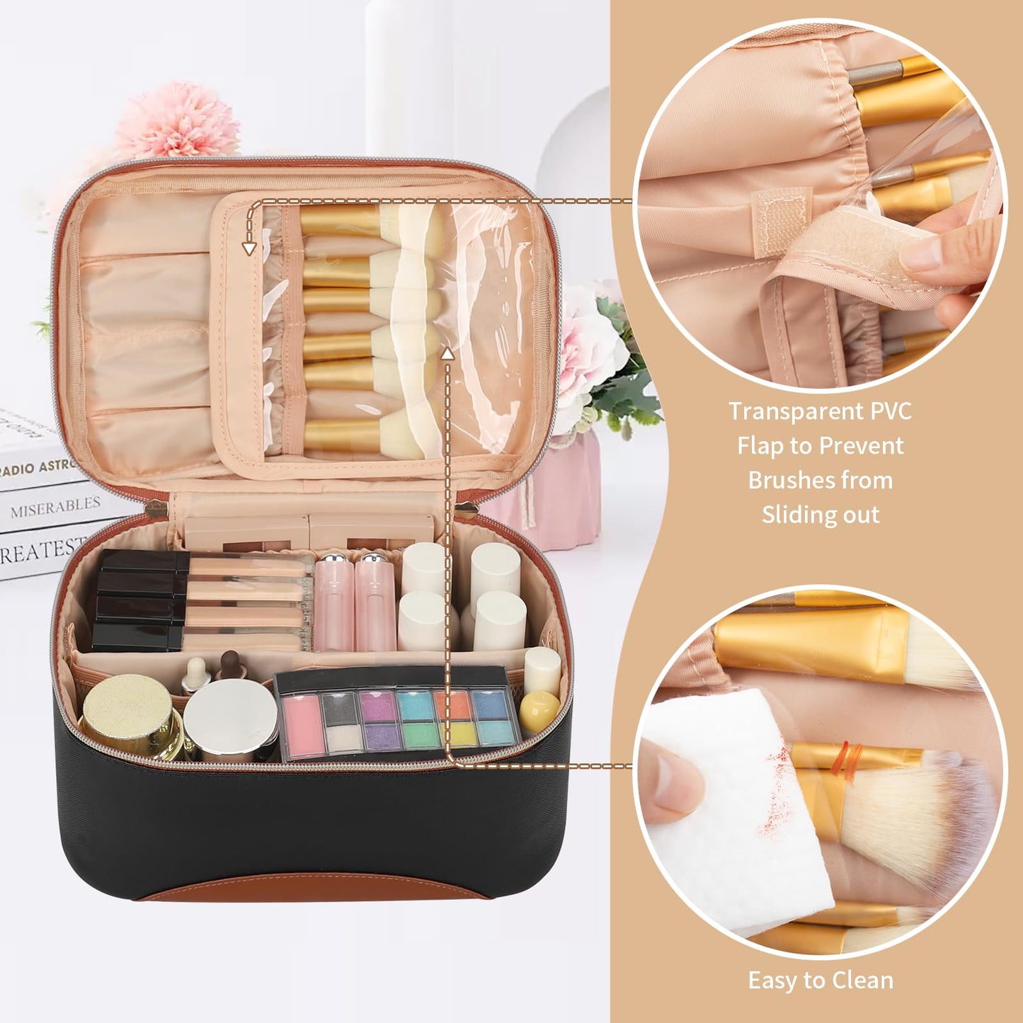 OCHEAL Makeup Bag, Multifunctional Make Up Bags Large Compact Makeup Bag Organizer Cosmetics Toiletry Brushes Storage Case for Women Girls Makeup Case Beauty and Personal Care OCHEAL