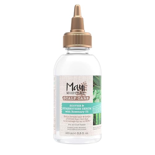 Maui Moisture Scalp Care Soothe & Strengthen Hair Serum with Rosemary Oil, Curly Hair Serum With Aloe Vera Helps Prevent Scalp Dryness & Strengthen