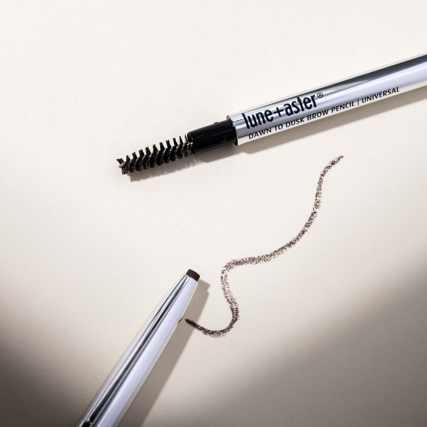 Lune+Aster Brow Pencil | Universal Eyebrow Pencil With Spoolie Brush. Longwear Formula. No Sharpening Required. Vegan & Gluten Free - Brown