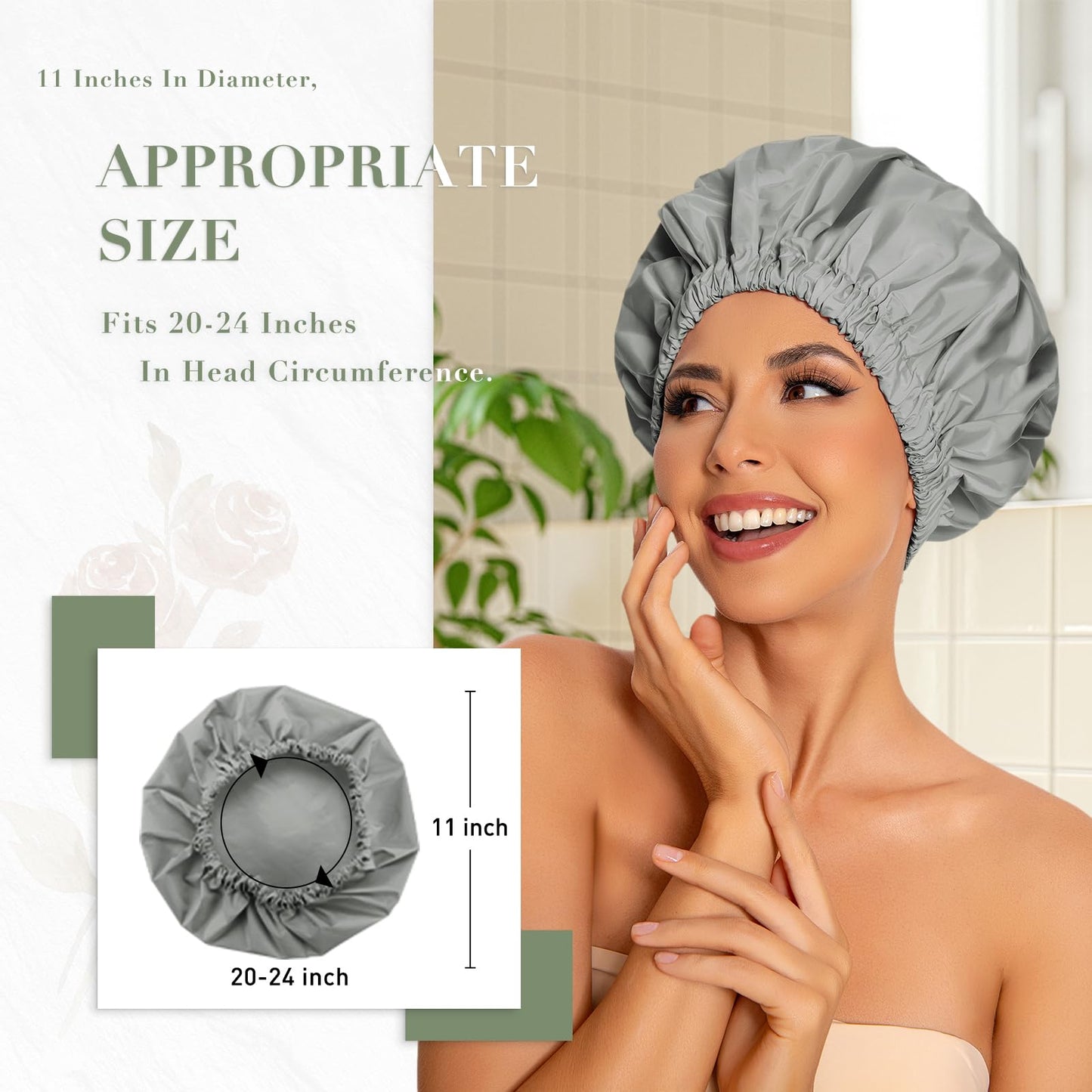 Edoneery Reusable Shower Caps for Women, Waterproof Long Hair Bonnet Beauty and Personal Care Edoneery