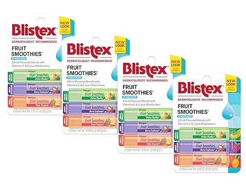 Blistex Fruit Smoothies Lip Moisturizers 3 Sticks 0.10 oz each Pack of 4