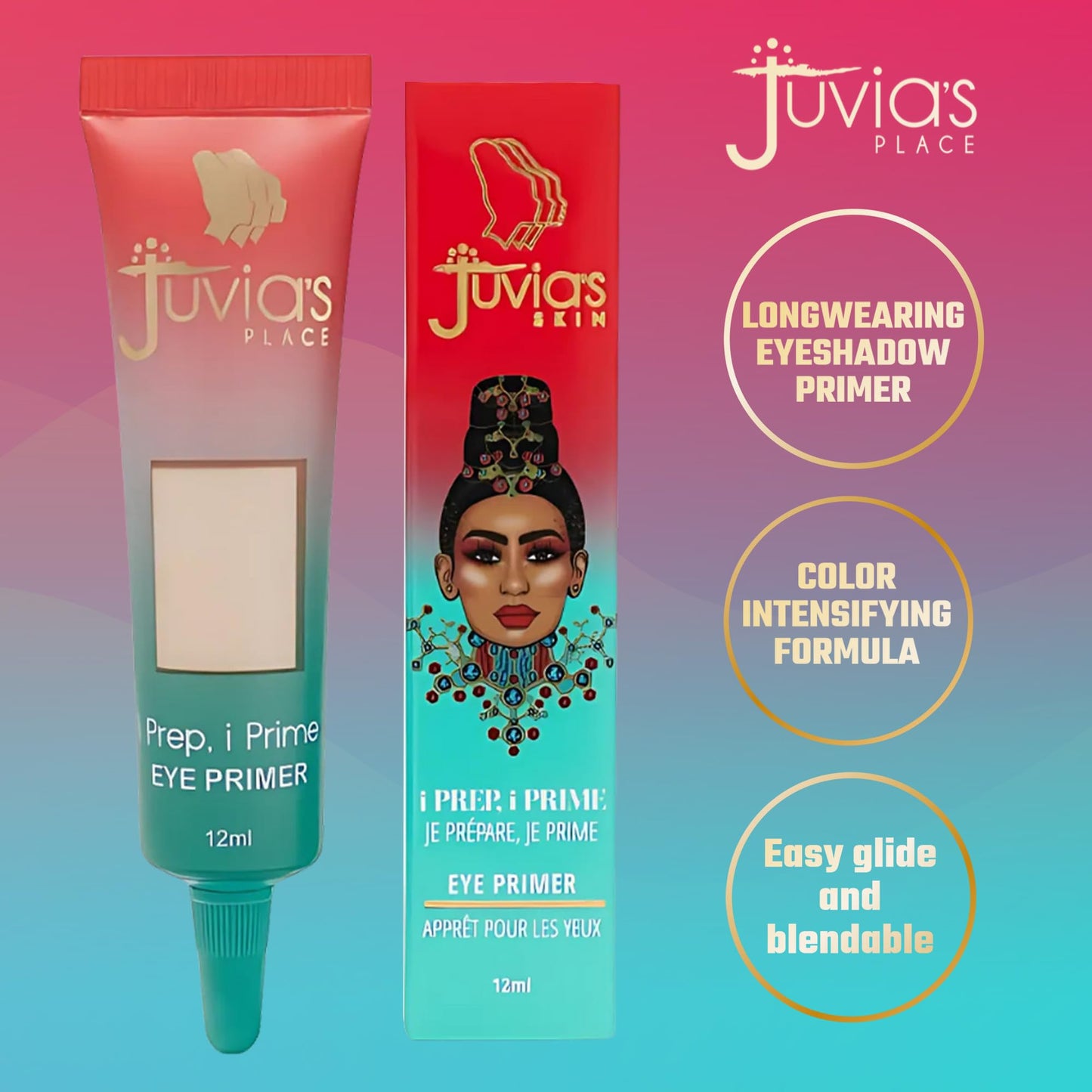 Juvia's Place i Prep, i Prime Eyeshadow - Milky White, Cream Base Eye, No Crease Eyeshadow, Eye Makeup Addition, Primer Intensifying Glitter, Matte