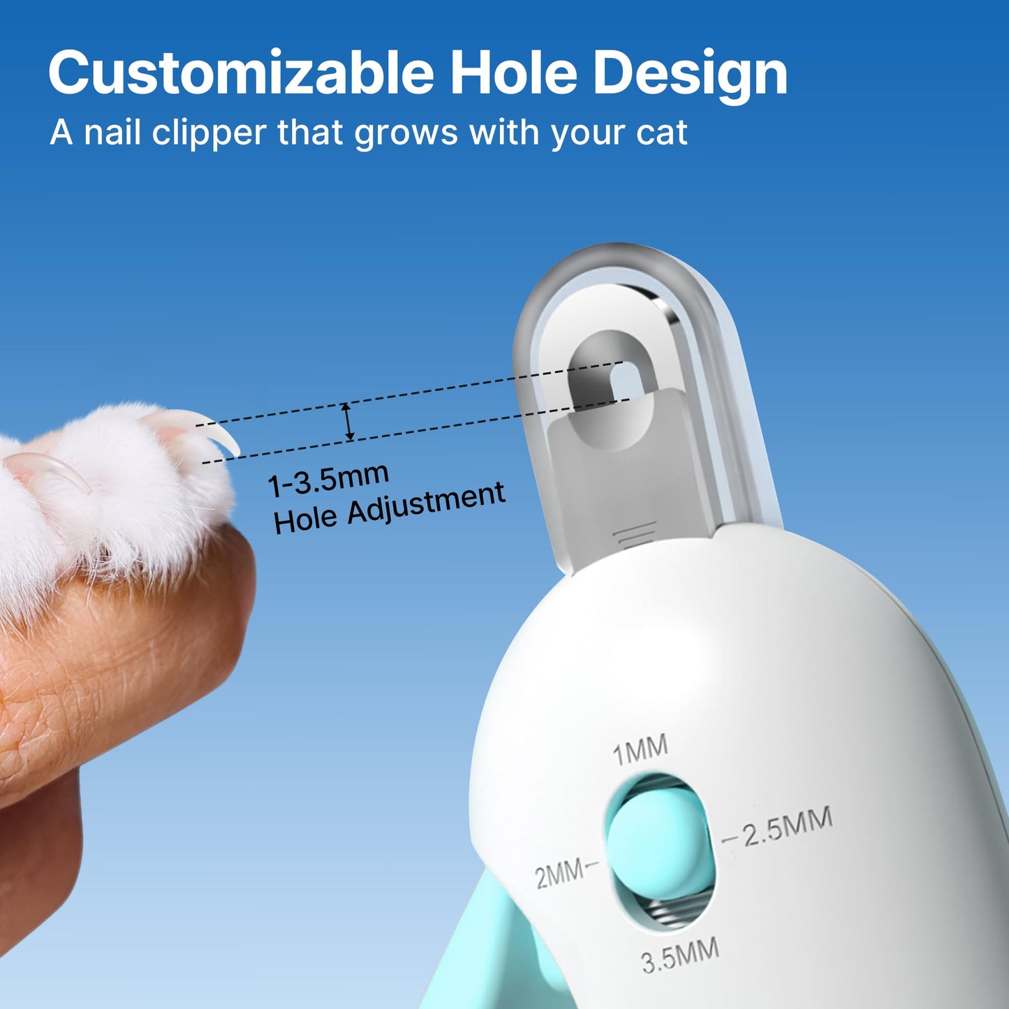 Potaroma Cat Nail Clipper with Adjustable 3-Size Trimming Hole & Hidden Nail File | Safe Toenail Trimmer for Kittens & Indoor Cats | Anti-Splash Claw Beauty and Personal Care Potaroma