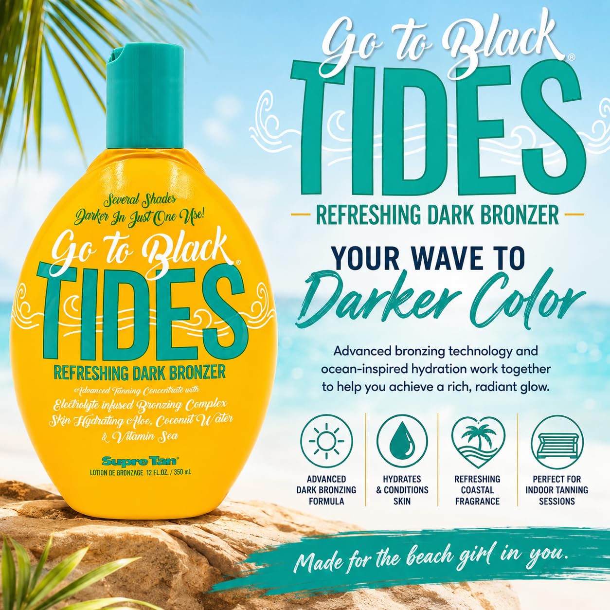 Go to Black Tides Refreshingly Dark Bronzer with DHA, Erythrulose & Melanin 12oz