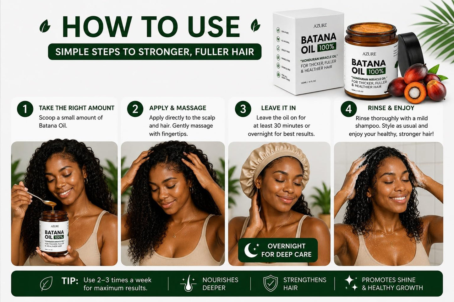 AZURE Batana Oil Paste for Hair Growth, 100% Pure Batana Paste for Nourishing Scalp, Strengthening Strands, Enhancing Shine & Softness - Honduras Beauty and Personal Care AZURE BOUTIQUE