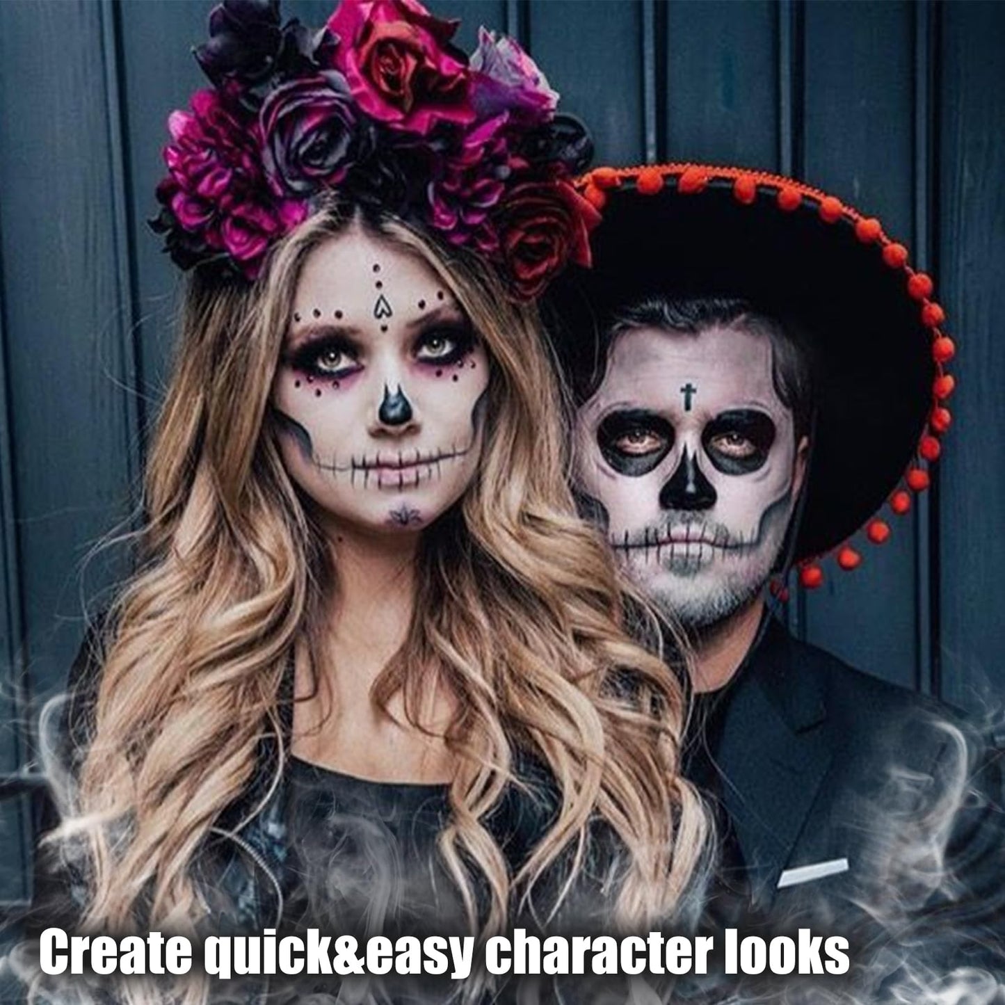 6 Color Grey Face Paint Palette, Professional Skeleton Skull Face Body Paint, Washable SFX Makeup for Halloween Face Body Paint, Vampire, Zombie