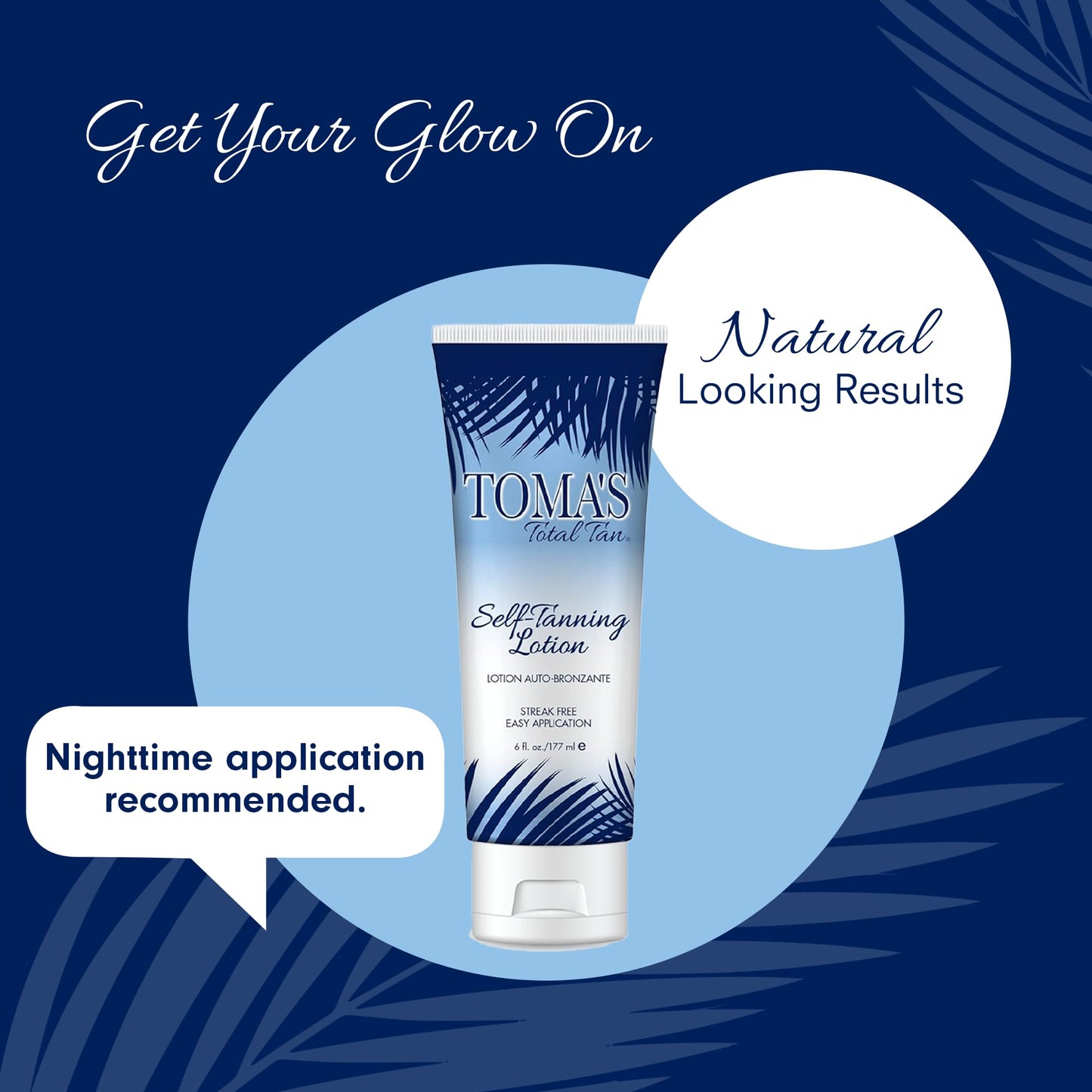 Toma's Total Tan Self-Tanning Lotion Instant Self Tanner - Whole Body Natural Looking Golden Bronze - Non-Sticky Streak-Free Application for Women