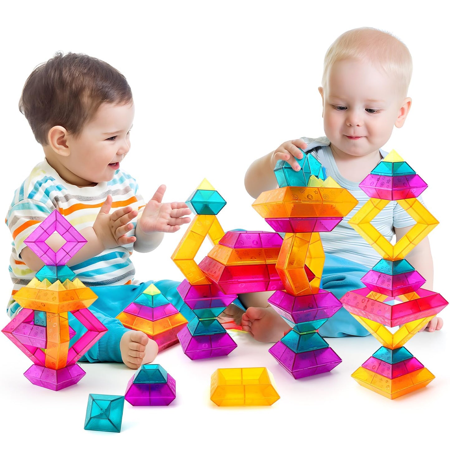 30pcs Building Block Set – Stacking STEM Learning Toys for Kids Ages 3-6, Preschool Educational Light Table Activities & Gifts