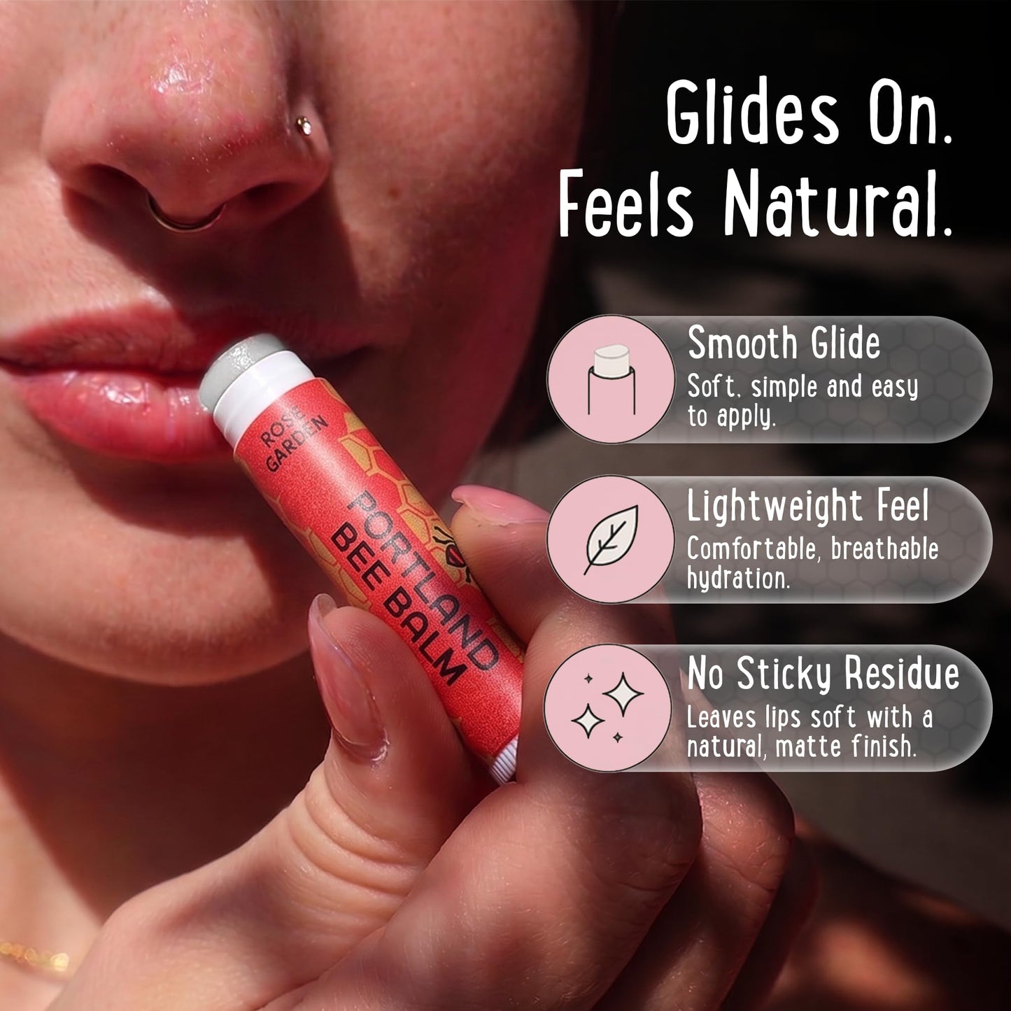 Portland Bee Balm All Natural Handmade Beeswax Lip Balm with Organic Coconut and Olive Oil (Rose Garden) - 3 Count - Natural Lip Balm, Cruelty Free Beauty and Personal Care Portland Bee Balm