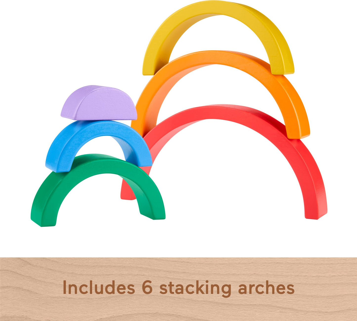 Fisher-Price Wooden Toddler Stacking Rainbow – 6 Colorful Pieces for Building & Developmental Play, Kids Ages 18+ Months