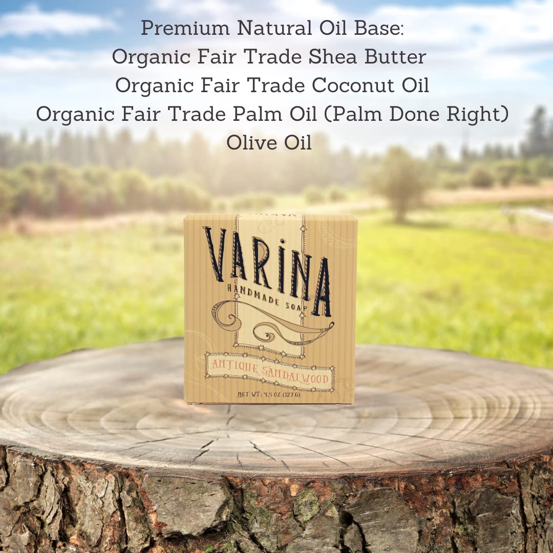 Varina Natural Antique Sandalwood Bar Soap - Gentle Cleansing for Sensitive Skin, Floral - 3 Pack Beauty & Personal Care Varina