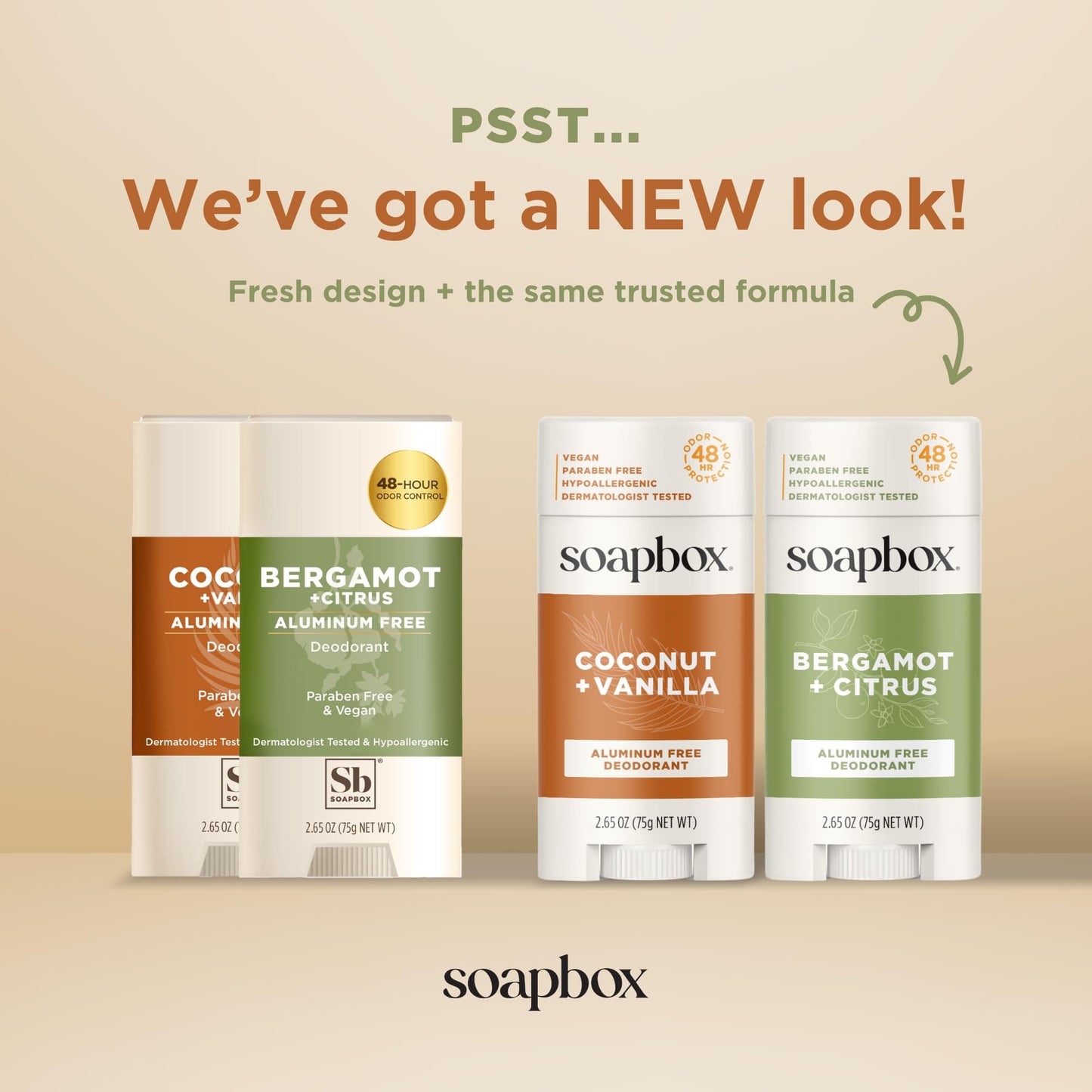 Soapbox Aluminum Free Deodorant, Coconut & Vanilla Scented Natural Deodorant - Non Toxic & Vegan for Daily Use - Clean Ingredients Free of Harsh Beauty and Personal Care Soapbox