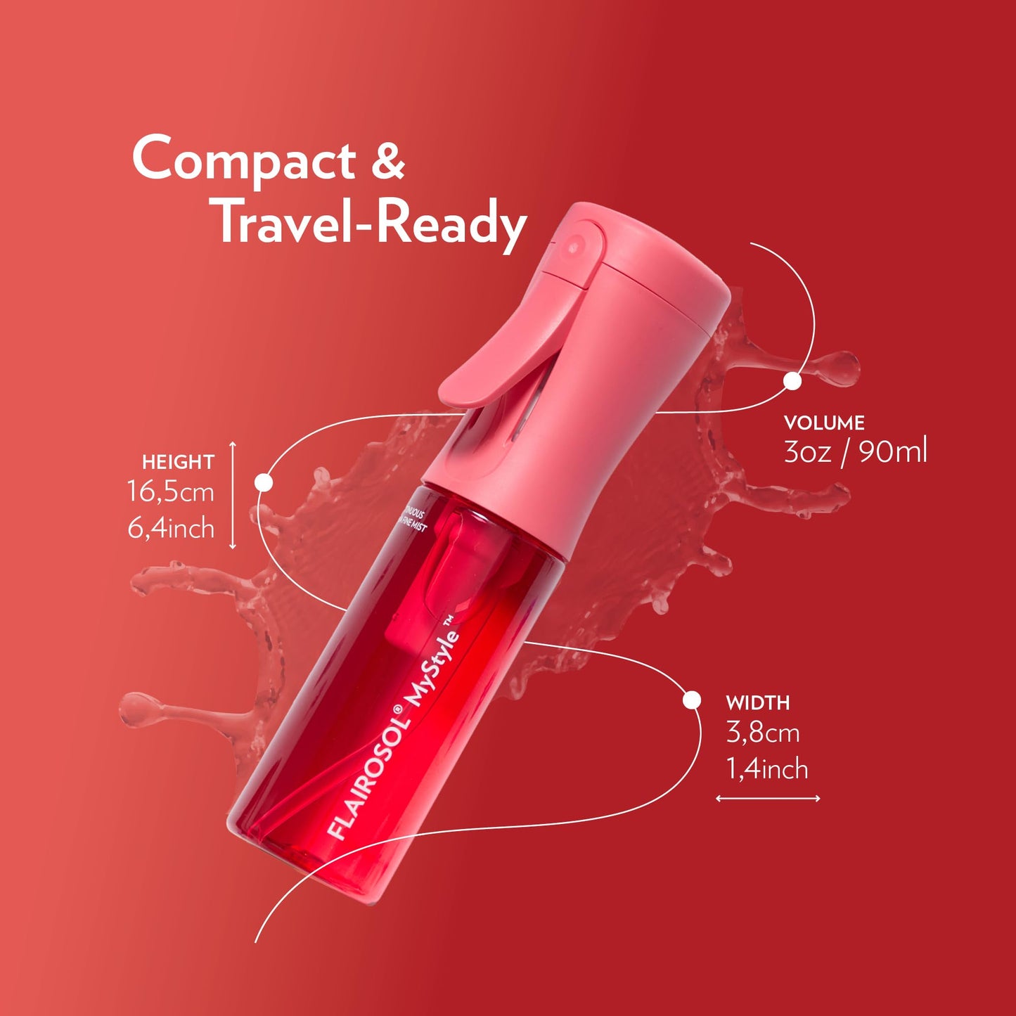 FLAIROSOL MyStyle, Spray Bottle for Hair - Small Travel Spray Bottle, Ultra Fine Continuous Water Mist for Face, Hairstyling, Salon, Cleaning, Beauty Beauty and Personal Care FLAIROSOL