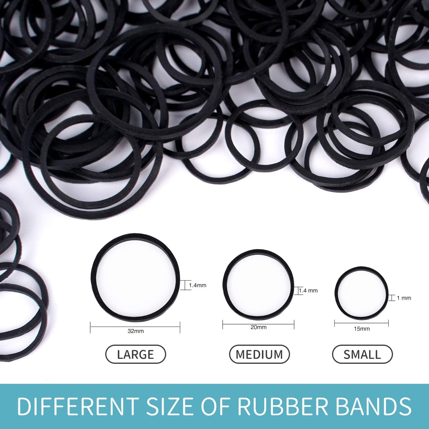 HOYOLS 3/4” Inches Black Hair Rubber Bands for Hair Ties Small Mini Elastics Bands Large Braiding Ponytail Holders for Girls No Damage 600pcs (M) Beauty and Personal Care HOYOLS