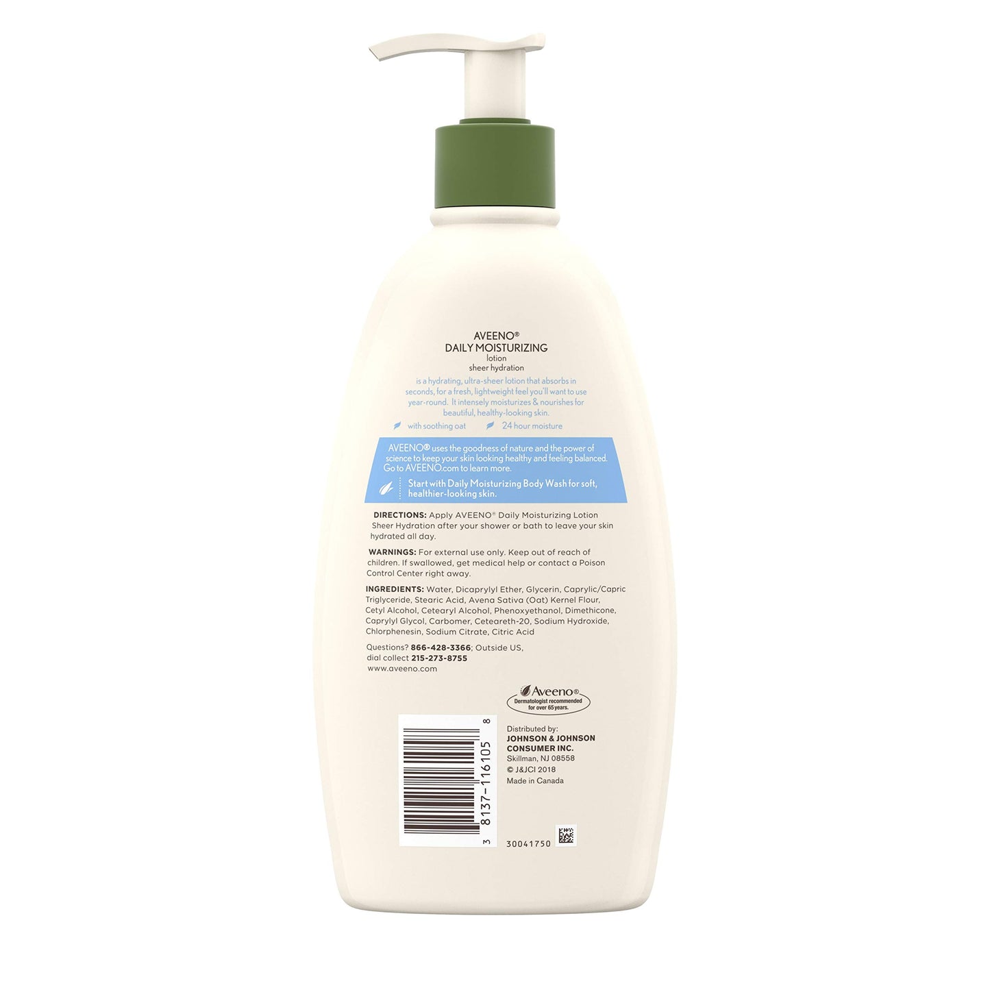 Aveeno Sheer Hydration Daily Moisturizing Lotion for Dry Skin with Soothing Oat, Lightweight, Fast-Absorbing & Fragrance-Free Intense Body