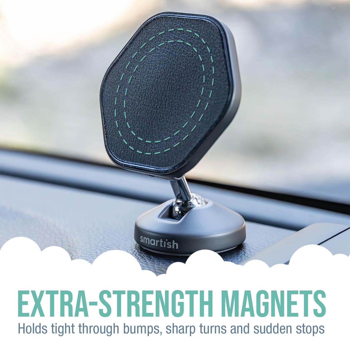 Smartish® MagSafe Mountaineer Car Mount - Compatible w/Apple iPhone 17/16/15/14/13 - Magnetic Stick on Adhesive Phone Holder - Extra Strength Magnet…