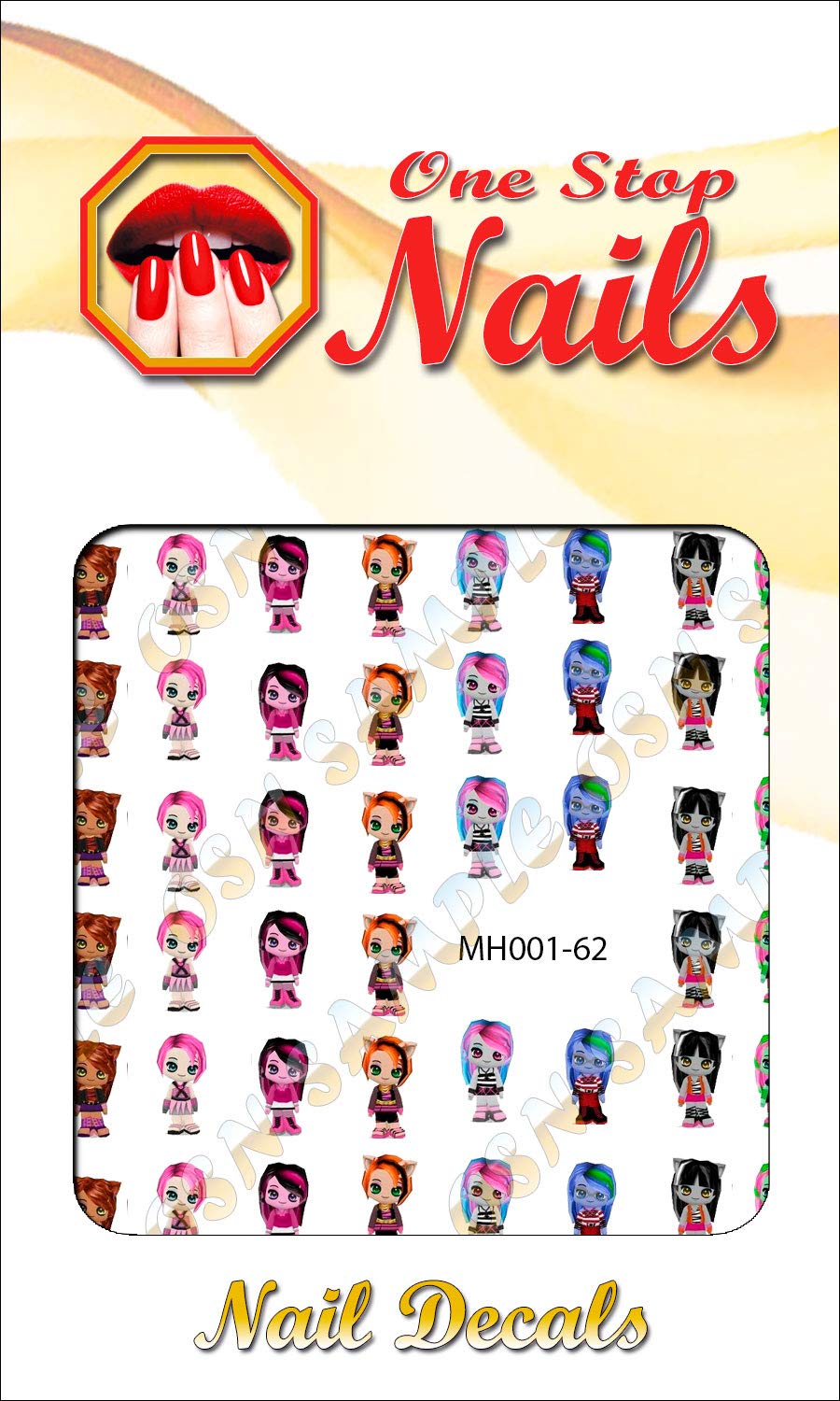 Monster High V1 clear waterslide nail art decals (tattoos). Set of 62 by One Stop Nails. Beauty & Personal Care One Stop Nails