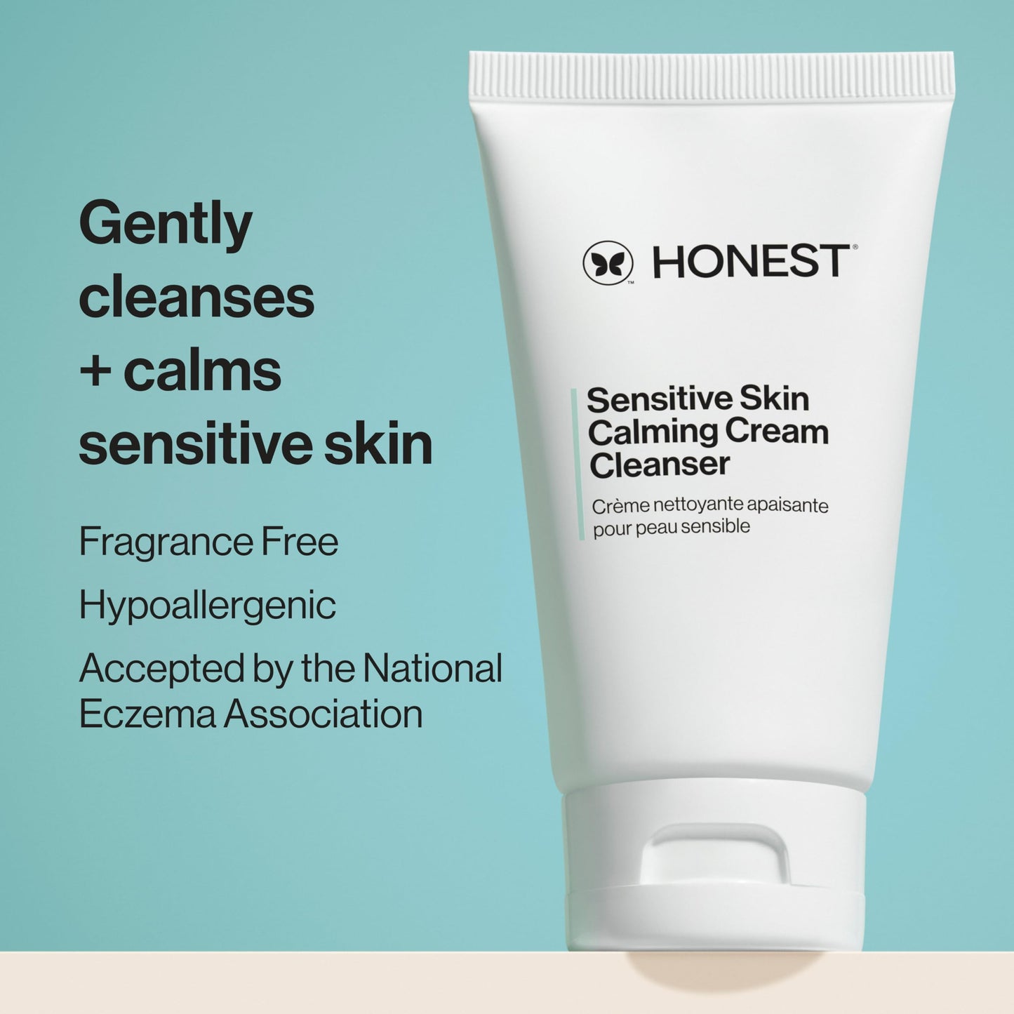 Honest Beauty Sensitive Skin Calming Cream Cleanser | Gently Cleanses, Hydrates, + Calms Skin | Hypoallergenic, Fragrance Free, Vegan | 4 fl oz