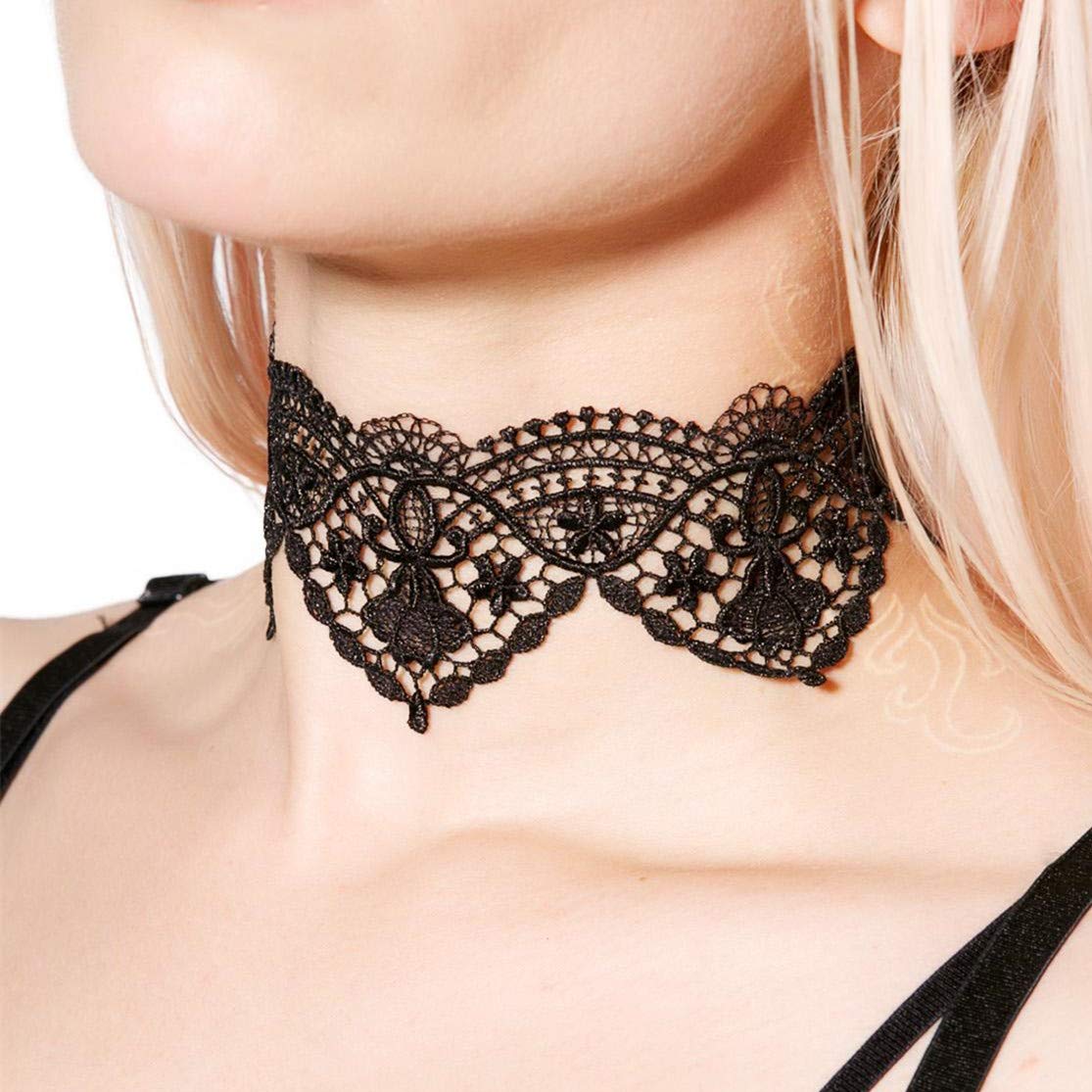 DoubleNine Lace Choker Collar Black Retro Gothic Hollow Tattoo Necklace Handmade Victorian Wedding Accessories for Women Girls