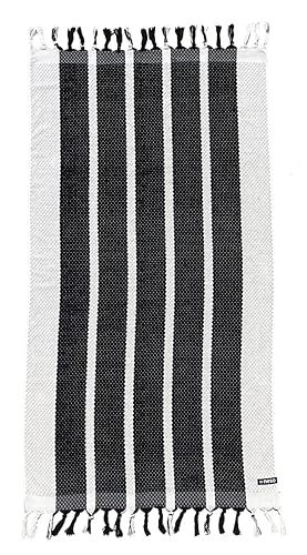 Neso Oversized Beach Towels for Adults - Extra Large Towel 67 in x 36 - Soft and Absorbent Pool Towels - 100% Pakistani Cotton - Black/White Stripes