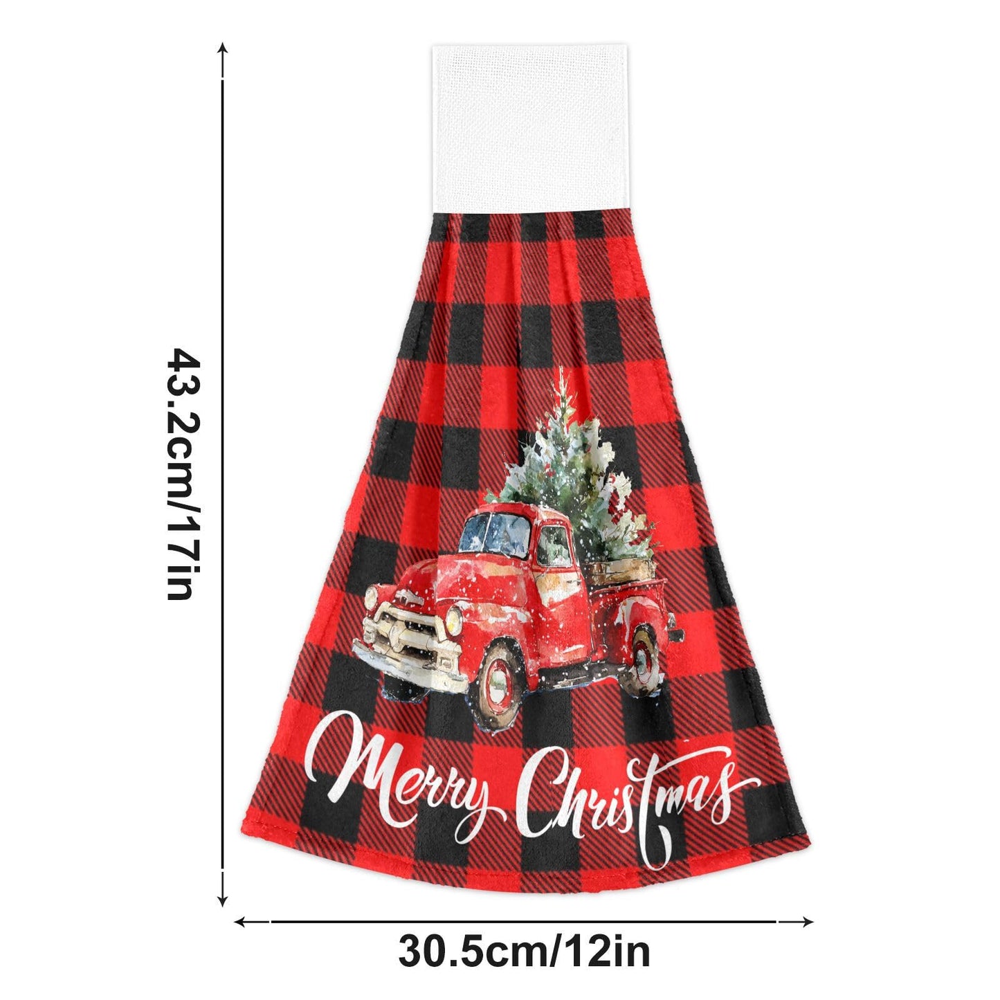 Boccsty Christmas Tree Truck Fingertip Bath Towels 2 Pcs New Year Red Black Plaid Tartan Hanging Kitchen Hand Towel Absorbent Dish Cloths…