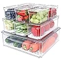 Pomeat 10 Pack Fridge Organizer, Stackable Refrigerator Bins with Lids, BPA-Free Produce Fruit Storage Containers for Fridge, Clear for Food, Drinks…