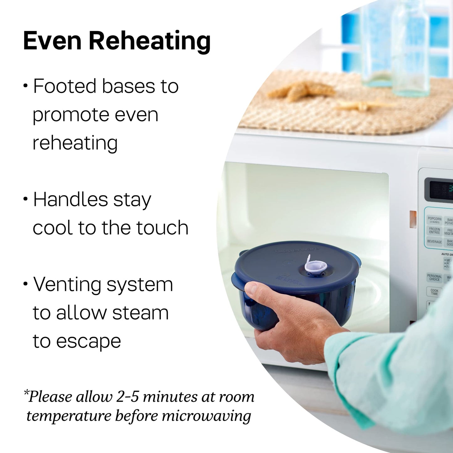 Tupperware Brand Vent ‘N Serve Container Set - 3 Small Round Containers to Prep, Freeze & Reheat Meals + Lids - Dishwasher, Microwave & Freezer Safe…