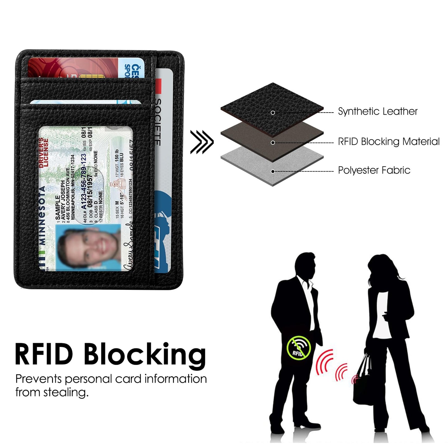 Fintie Slim Minimalist Front Pocket Wallet, RFID Blocking Credit Card Holder Card Cases with ID Window for Men Women (Black)