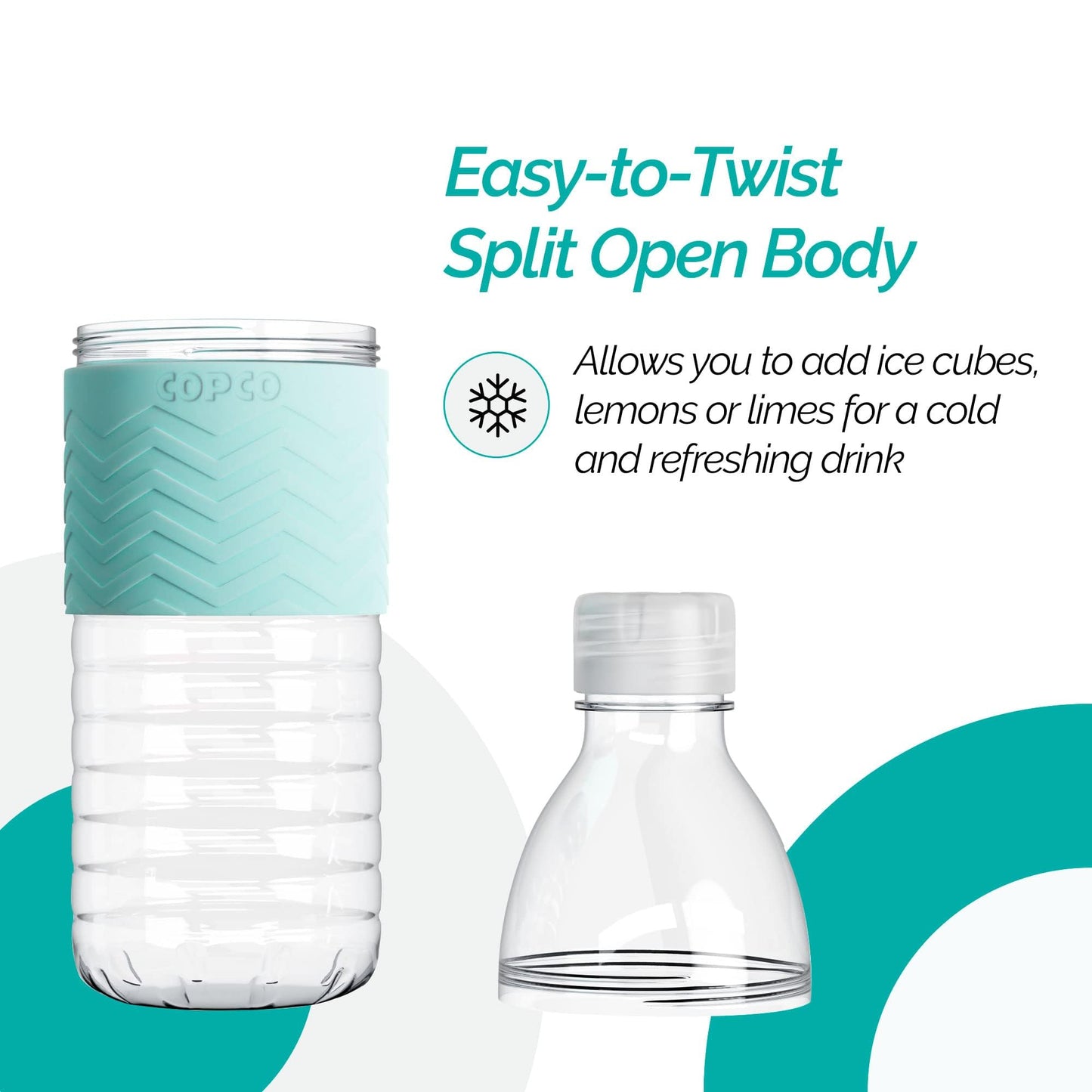 Copco Hydra 16.9 oz Water Bottle with Leak-Proof Lid - Tritan Reusable with Textured Grip Sleeve - BPA-Free, Shatter-Resistant, Dishwasher Safe