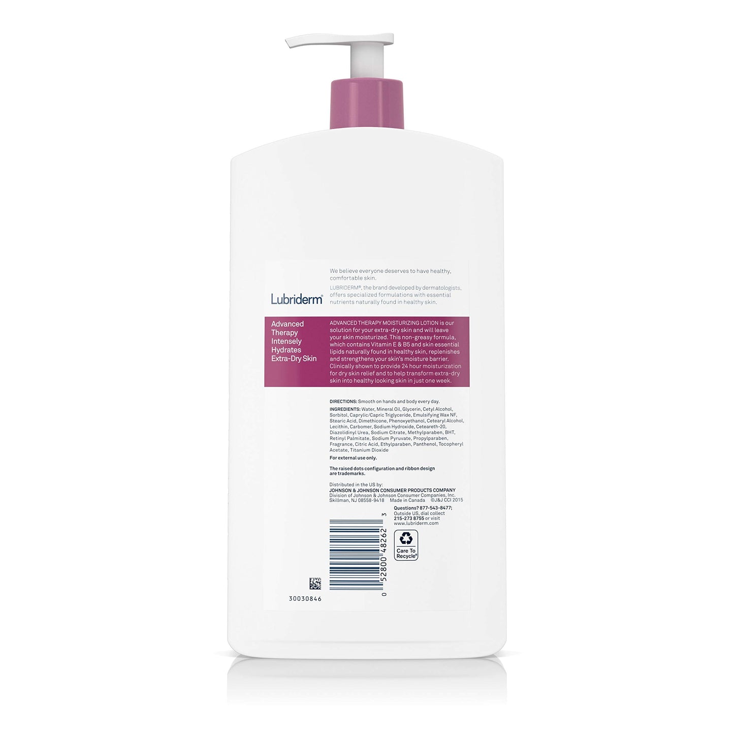 Lubriderm Advanced Therapy Moisturizing Lotion with Vitamins E and B5, Deep Hydration for Extra Dry Skin, Non-Greasy Formula, 24 fl. oz
