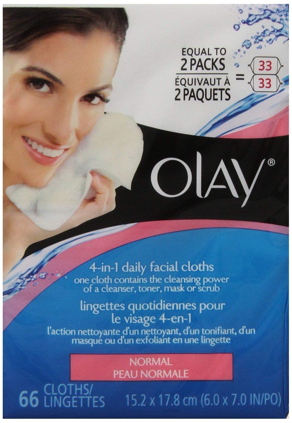 Olay 4-in-1 Daily Facial Cloths, Normal Skin, 66 ct