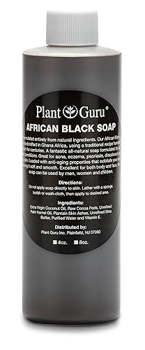 African Black Soap Liquid 8 oz. 100% Raw Pure Natural From Ghana. Acne Treatment, Aids Against Eczema & Psoriasis, Dry Skin, Scars and Dark Spots.