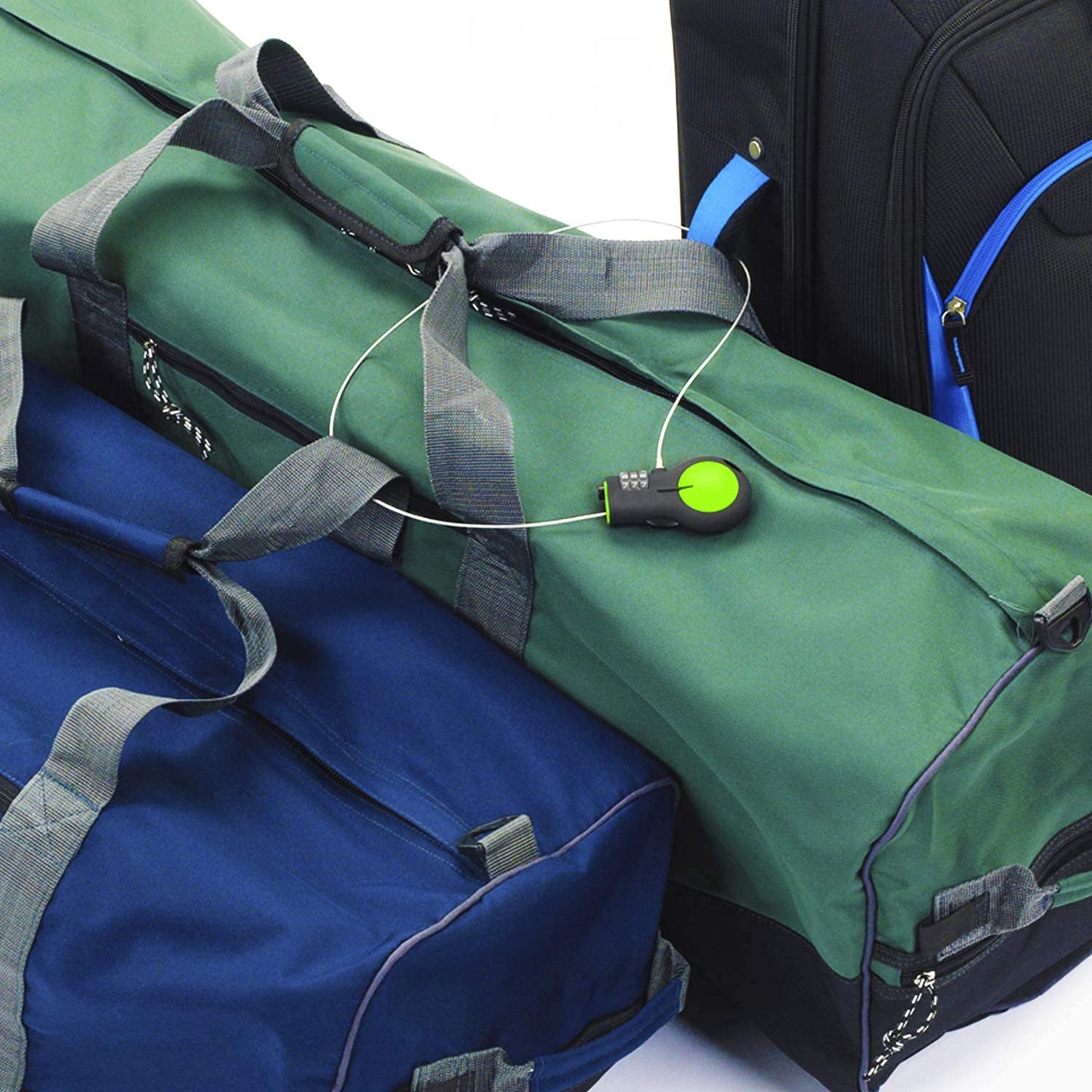 Lewis N. Clark TSA Approved Cable Lock – Travel & Bike Lock with 30" Retractable Steel Cable, Resettable Combination, Green