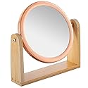 YEAKE Double Sided 10X Magnifying Makeup Mirror with Bamboo Stand,Small Desk Table Mirror with 360° Rotation,Standing Portable Cosmetic Mirror,Good