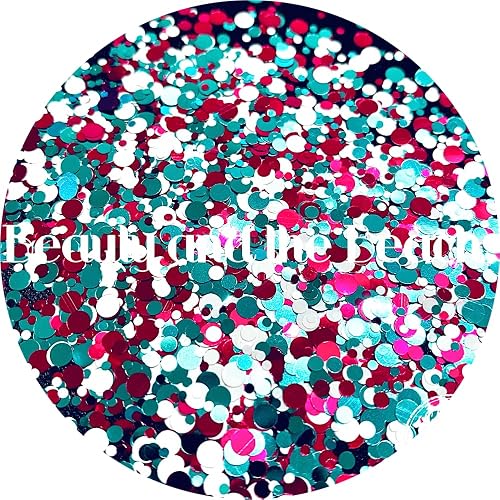 Pink Teal Dots Polyester Glitter | Craft Glitter | Glitter for Arts & Crafts | Tumblers | Cosmetics | Nails | Epoxy Resin Art | Slime | DIY | Body