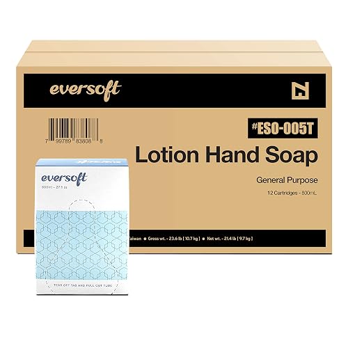 EZbrnd Eversoft General Purpose Lotion Hand Soap Refill, Bag-in-Box, Pack of 12x800ml (27.0 oz), ESO-005T (9128-12)