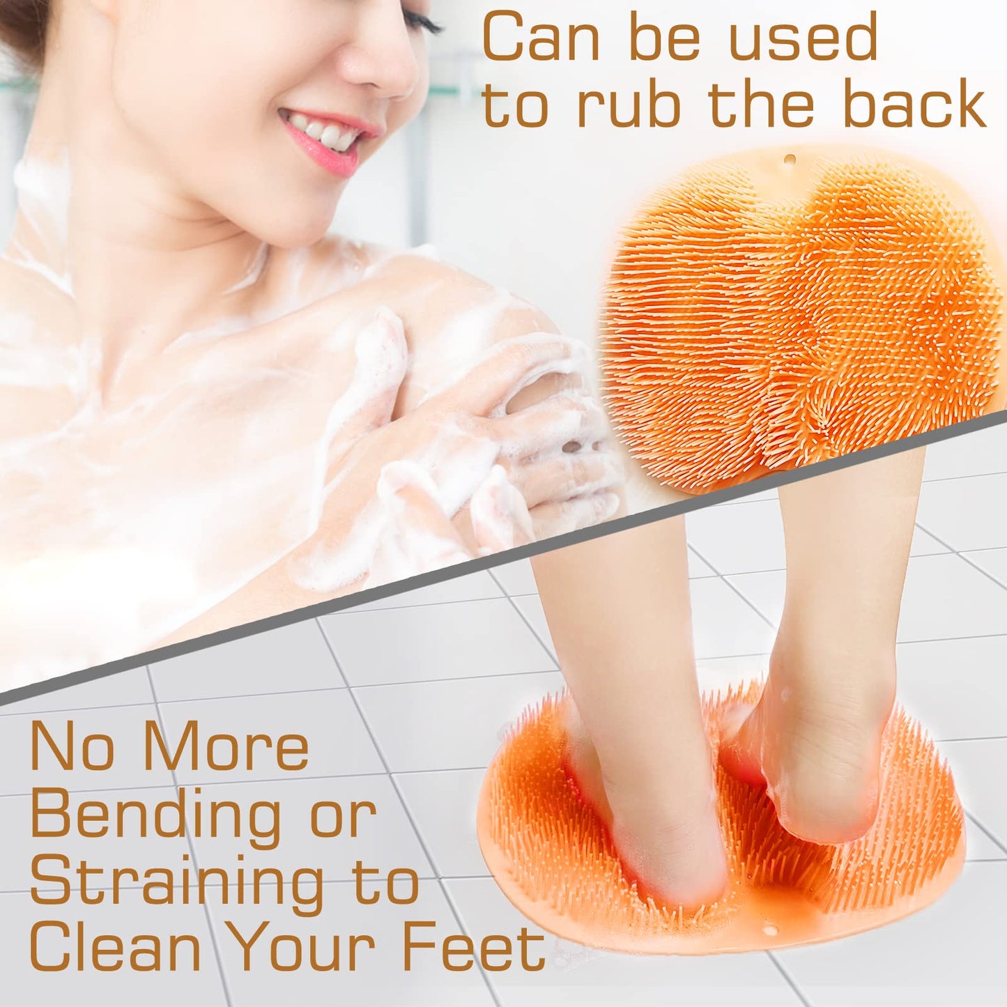 Shower Foot Scrubber Mat Back Washer Back Exfoliating Bath Wash Pad Wall Mounted Slip Suction Cups Foot Scrubber for Use in Shower Cups Foot Cleaner