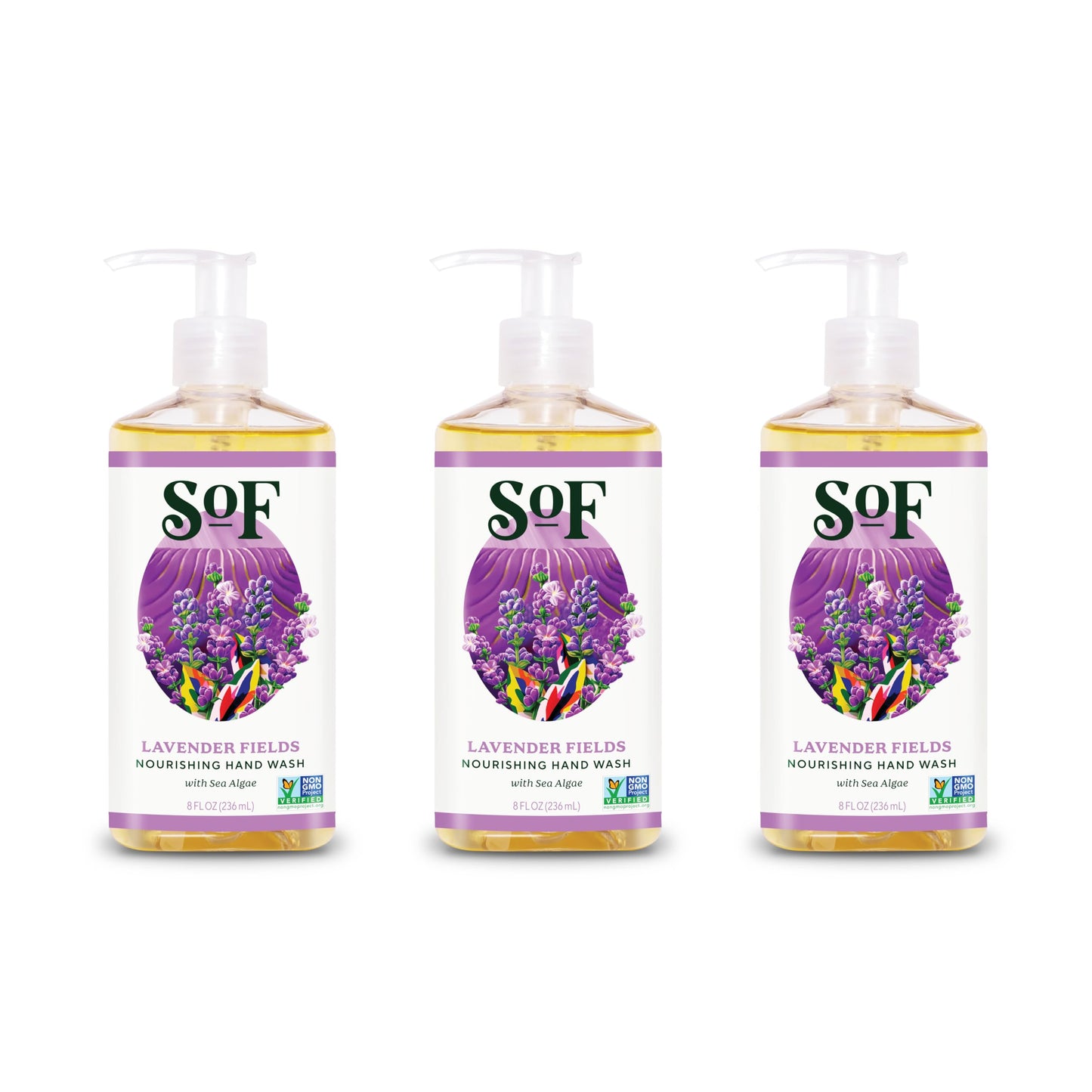 SoF Nourishing Hand Wash - With Moisturizing Sea Algae, Coconut & Olive Oil- Vegan & Non GMO- Free From Phthalates, Sulfates & Parabens- Lavender