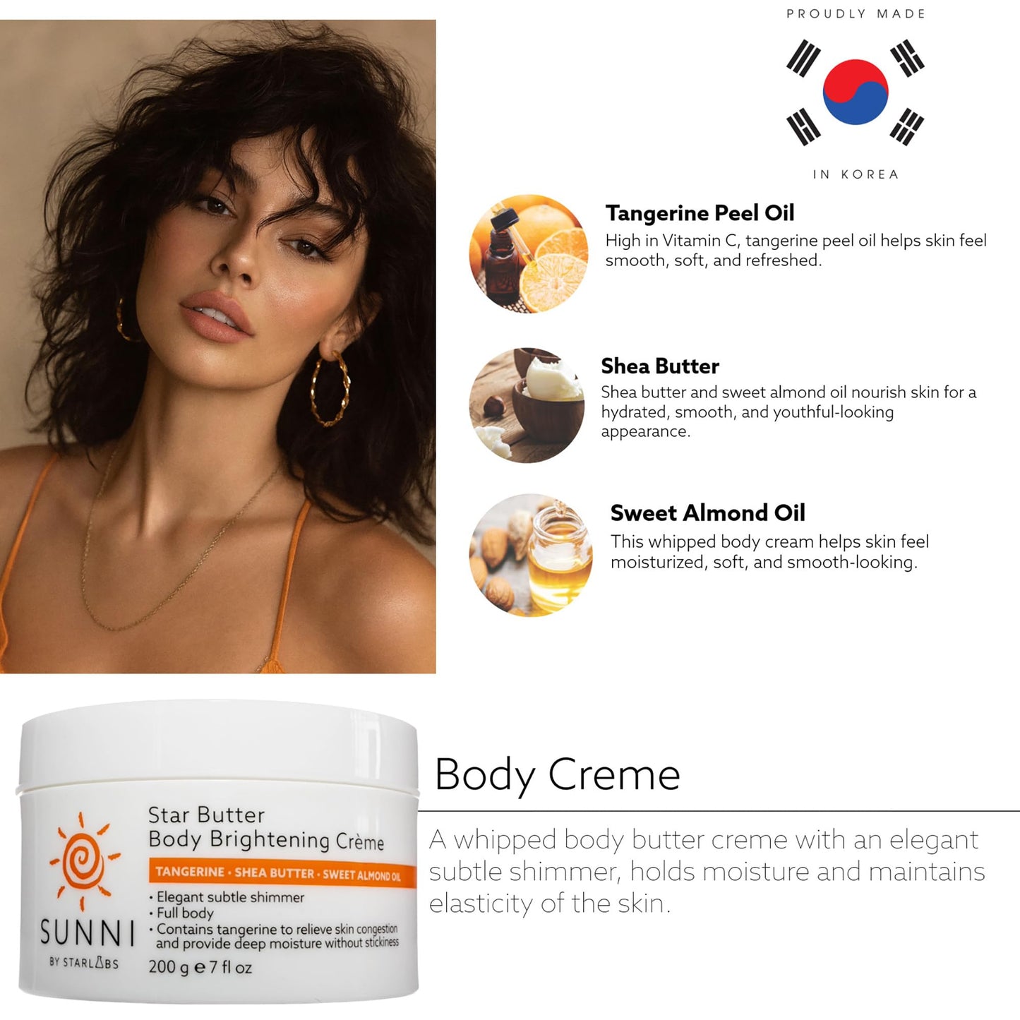 StarLabs Beauty Star Butter Body Creme - Body Lotion for Women with Tangerine Peel Oil and Shea Butter - Nourishing Lotion - 7 oz