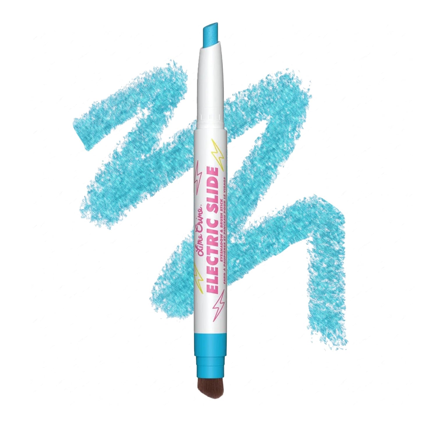 Lime Crime Electric Slide Eyeshadow & Brush Stick, Chill Pill (Metallic Teal) - Lightweight 2-in-1 Eyeshadow Smudge Stick with Angled Brush for Long