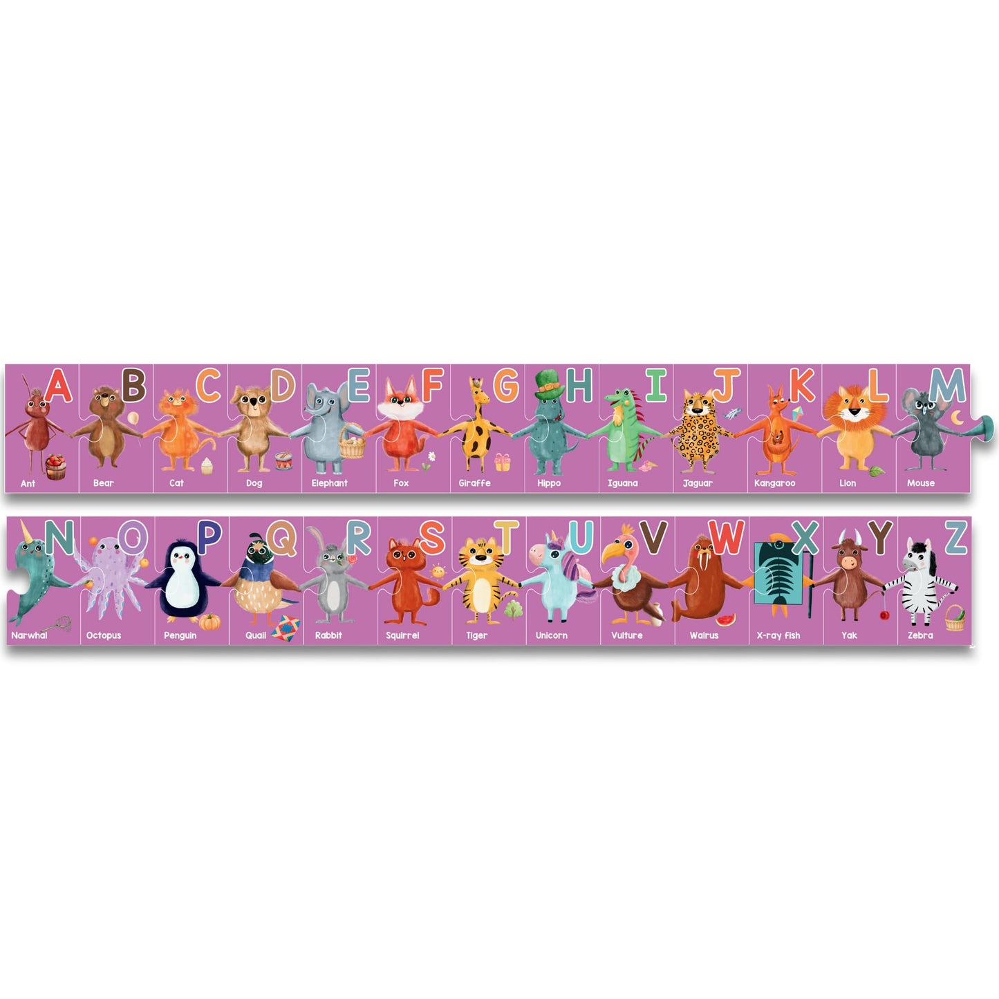 LEARNING BUGS Alphabet Animal Holding Hands Large Jigsaw Floor Puzzle (26 pcs, 5 feet Long)