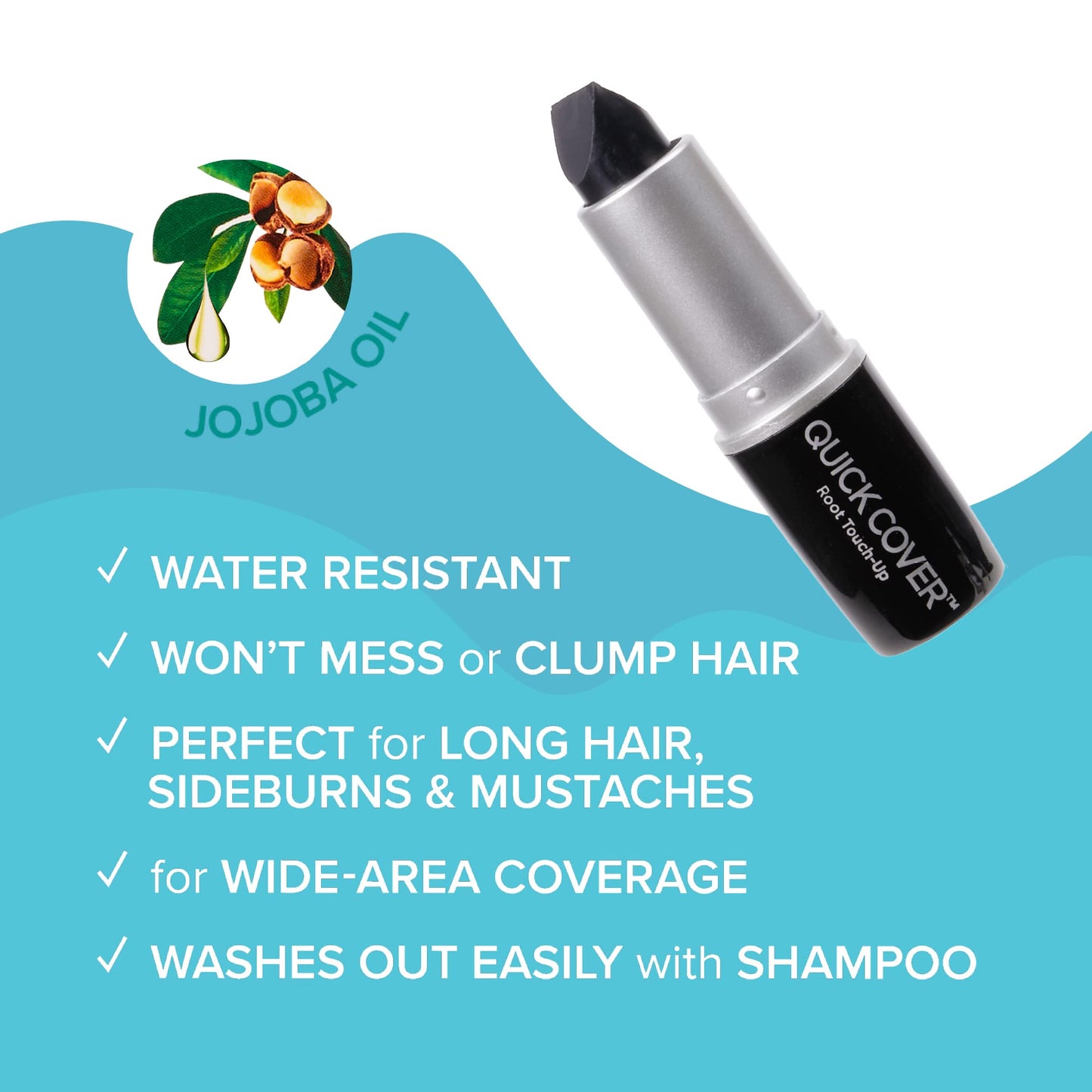 RED by Kiss Quick Cover Root Touch Up Stick, Water-Resistant Temporary Gray Hair Concealer with Brush for Roots and Beard, Long-Lasting Coverage, Easy