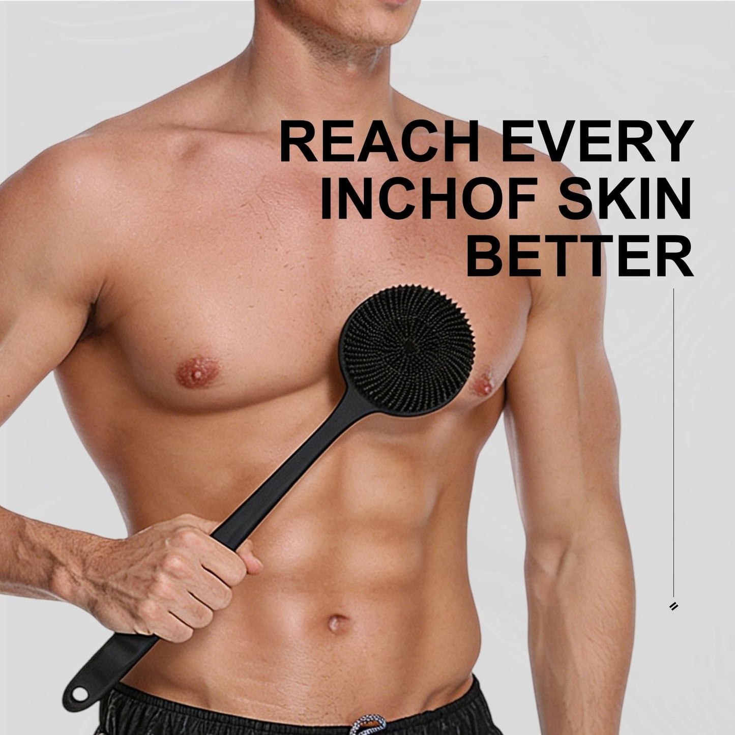 Long Handle Silicone Back Scrubber Shower Brush, Double-Sided Body Wash Scrubbers for All Skin Types,Gentle Exfoliating and Massage,Ergonomic No-Slip Beauty and Personal Care OsiKin