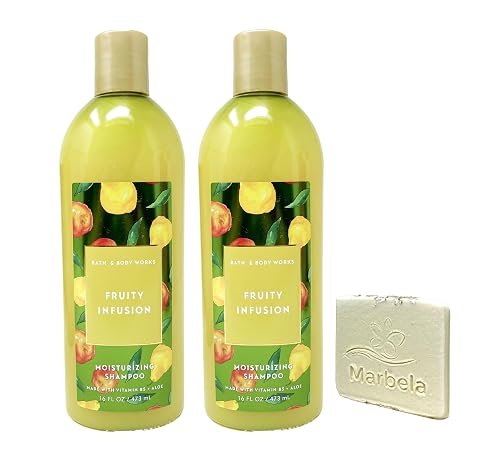 Bath & Body Works Fruity Infusion 2-Pack Moisturizing Shampoo Bundle with a Natural Oats Sample Soap