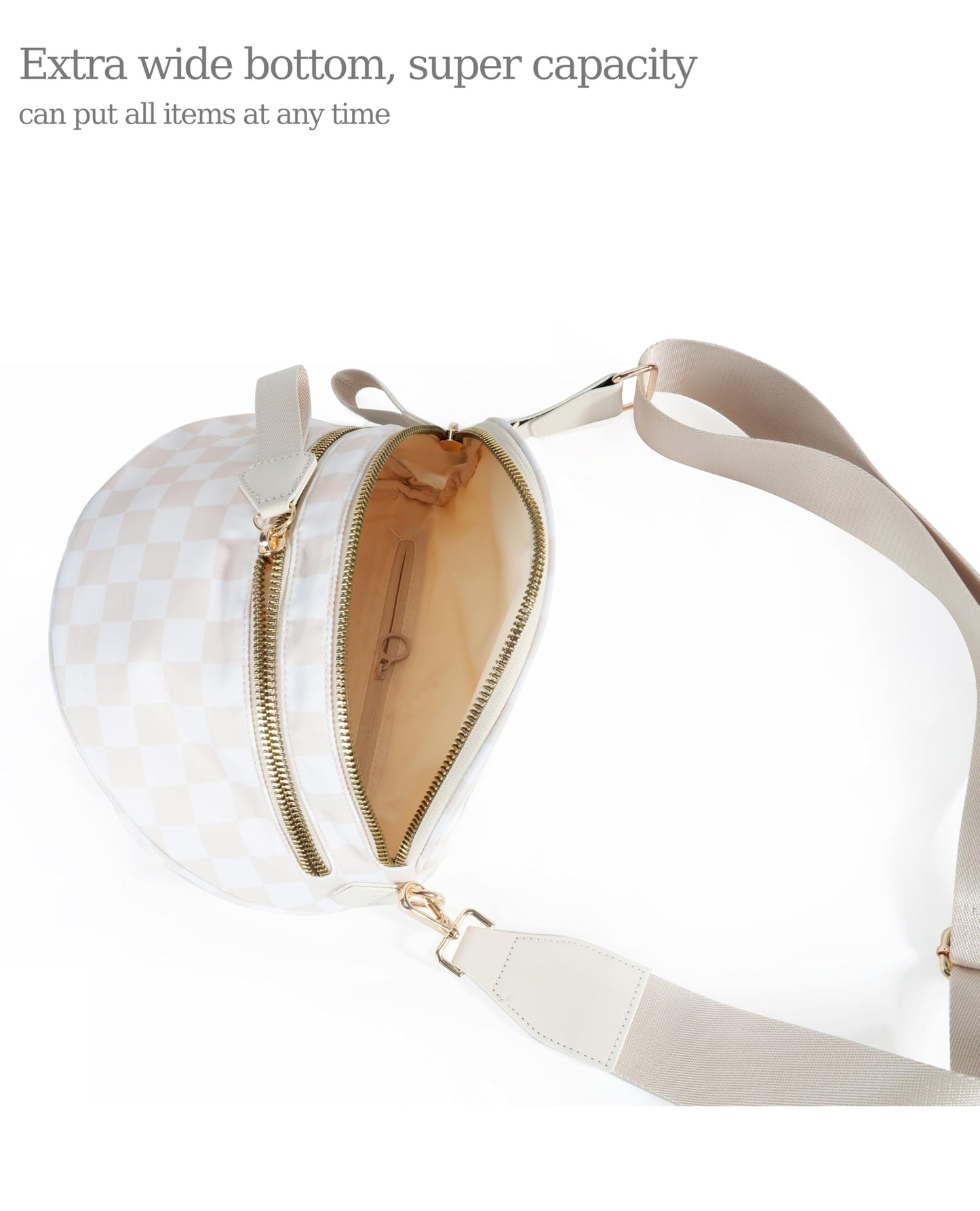 Spacious Checkered Nylon Crossbody Bag Bum Bag Checkered Handbags Wallets for Women