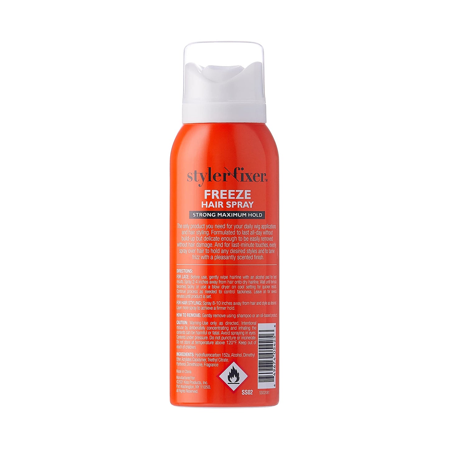 Red by Kiss Styler Fixer Freeze Hair Spray Strong Maximum Hold 2-In-1 Lace Glue and Styling 2oz